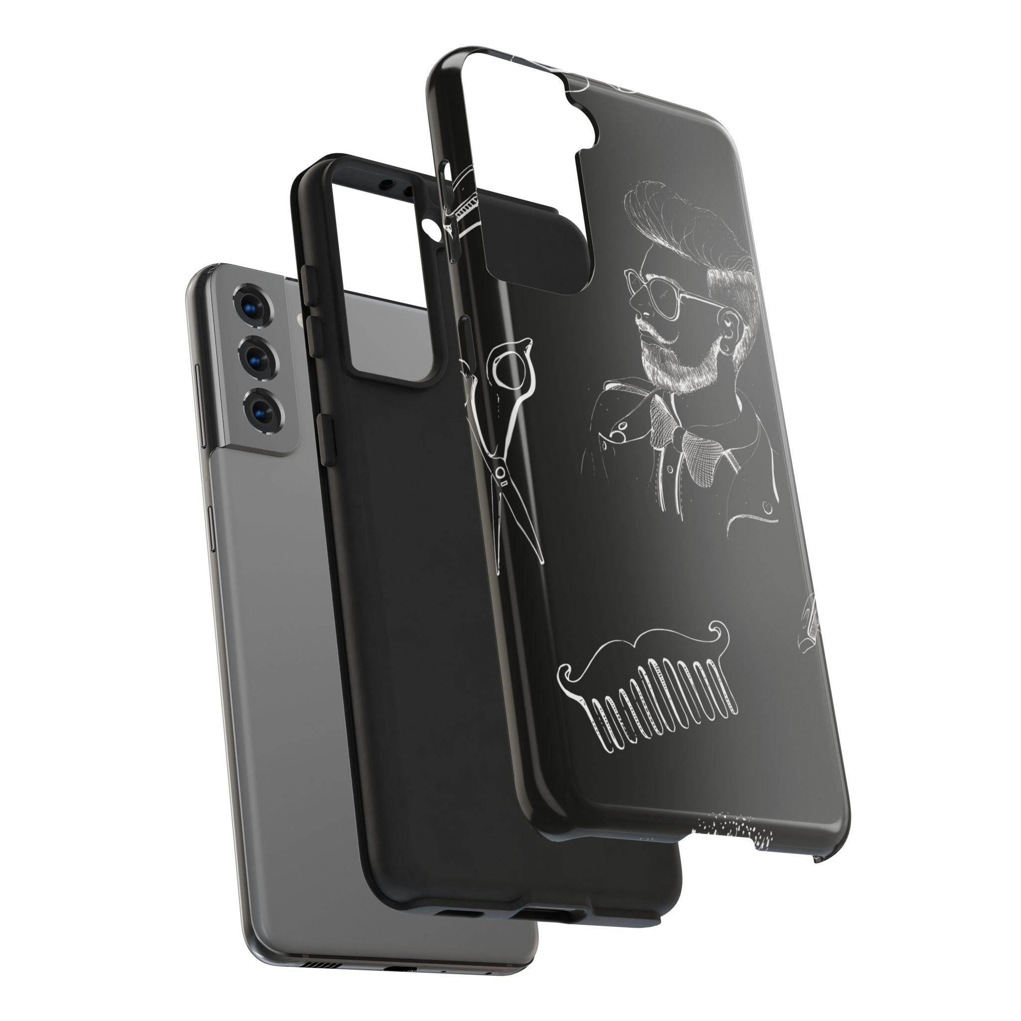 Bearded Barber Sketch Tough Phone Case — Hipster Grooming Design