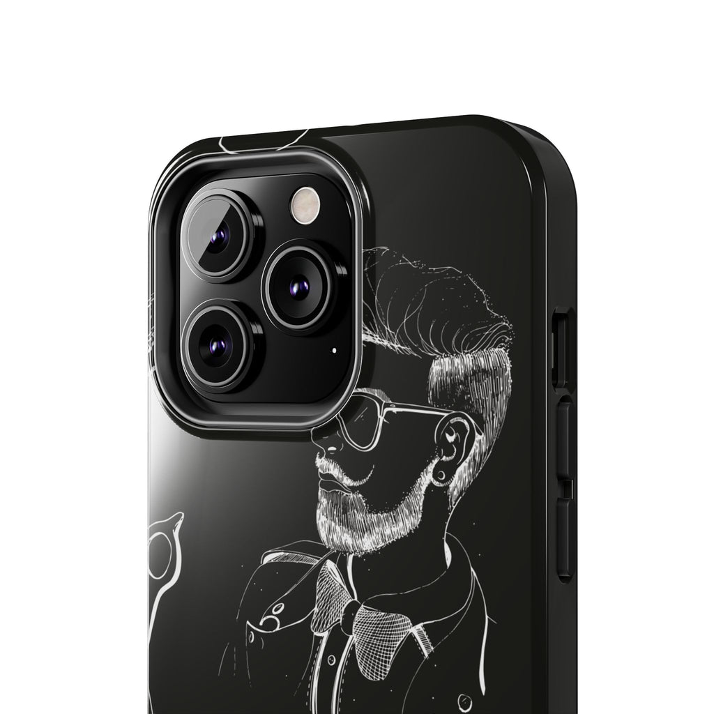 Bearded Barber Sketch Tough Phone Case — Hipster Grooming Design