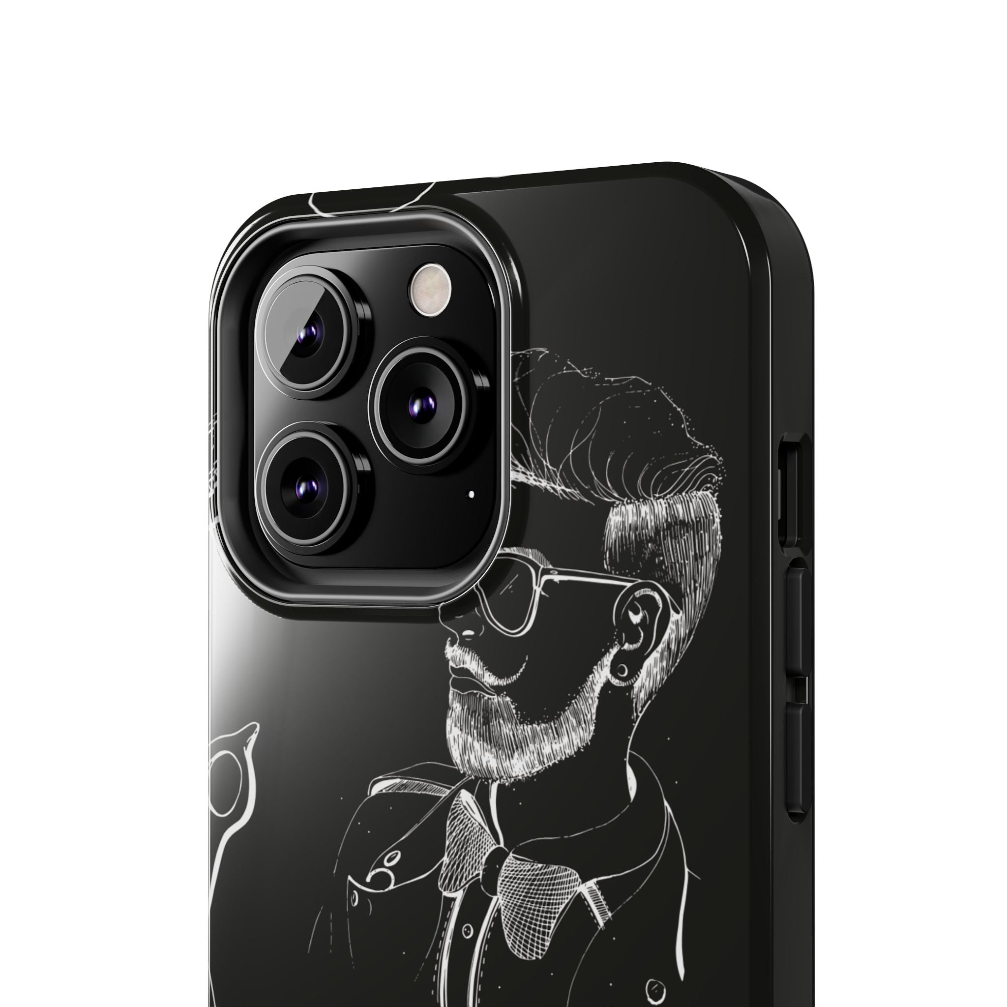 Bearded Barber Sketch Tough Phone Case — Hipster Grooming Design
