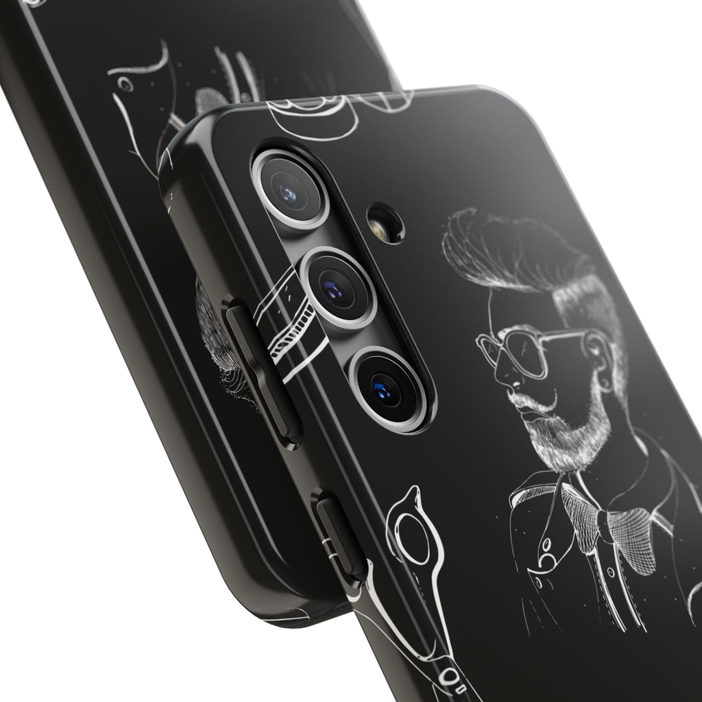 Bearded Barber Sketch Tough Phone Case — Hipster Grooming Design