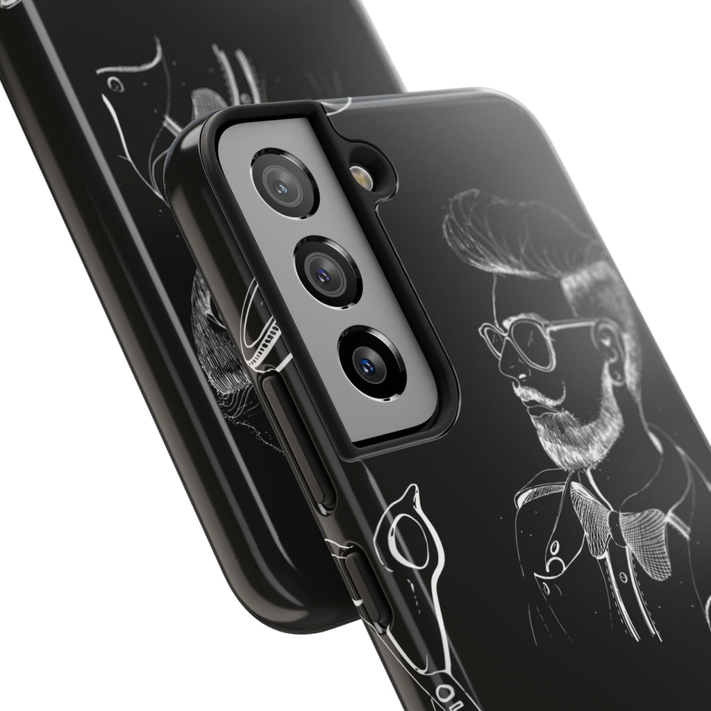 Bearded Barber Sketch Tough Phone Case — Hipster Grooming Design