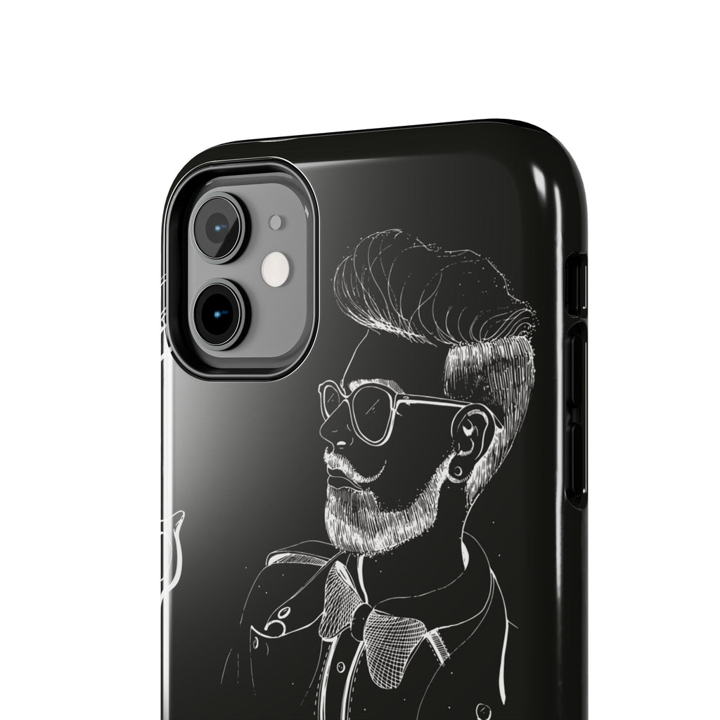 Bearded Barber Sketch Tough Phone Case — Hipster Grooming Design