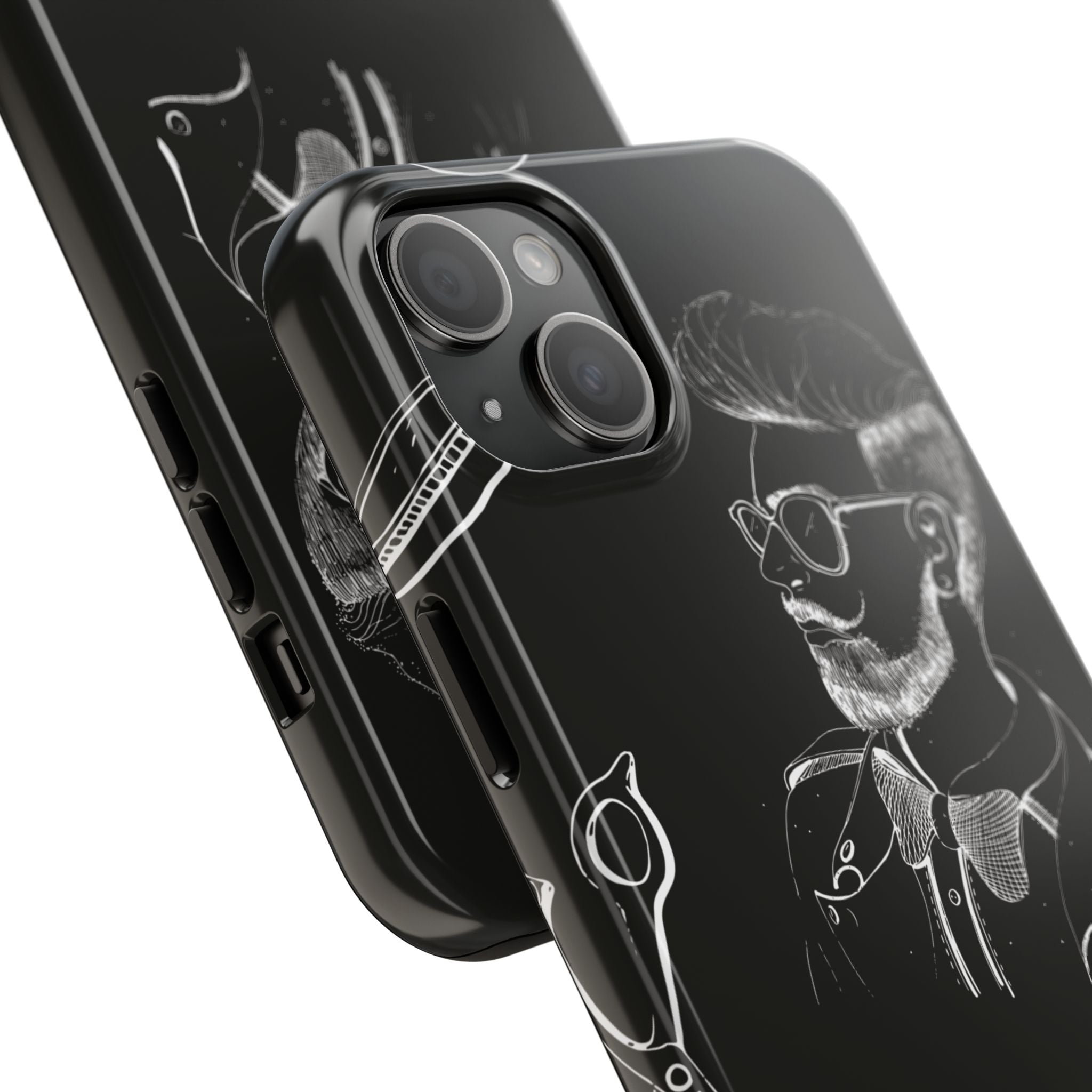 Bearded Barber Sketch Tough Phone Case — Hipster Grooming Design