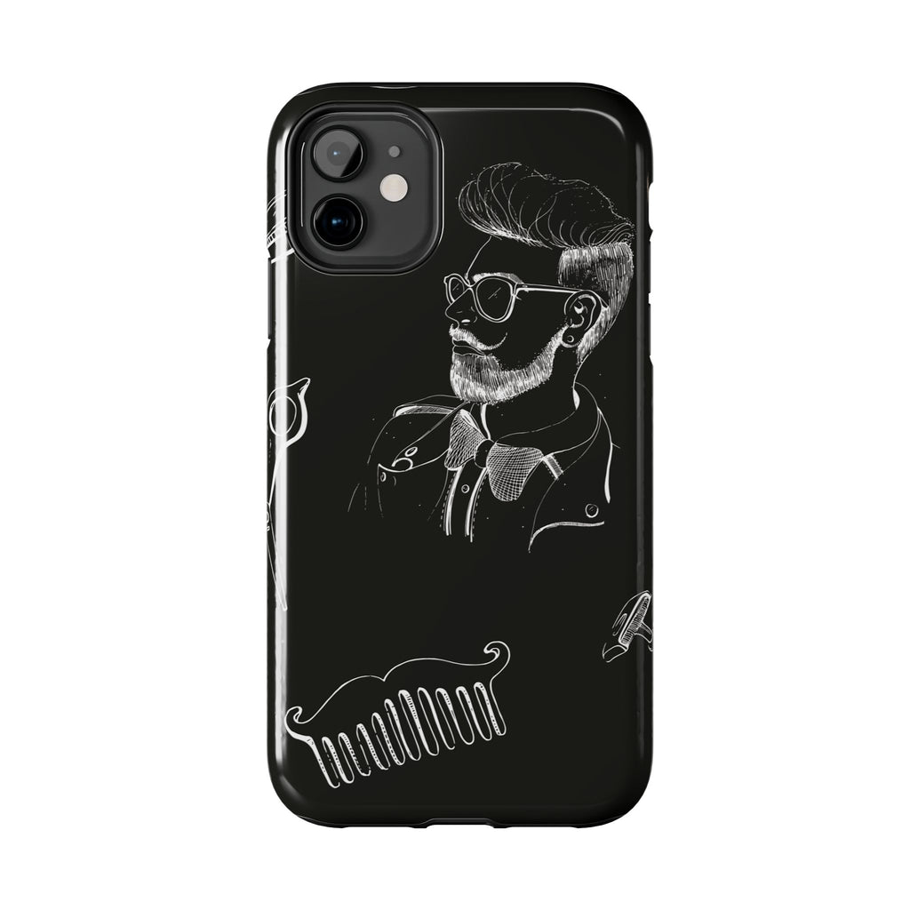 Bearded Barber Sketch Tough Phone Case — Hipster Grooming Design