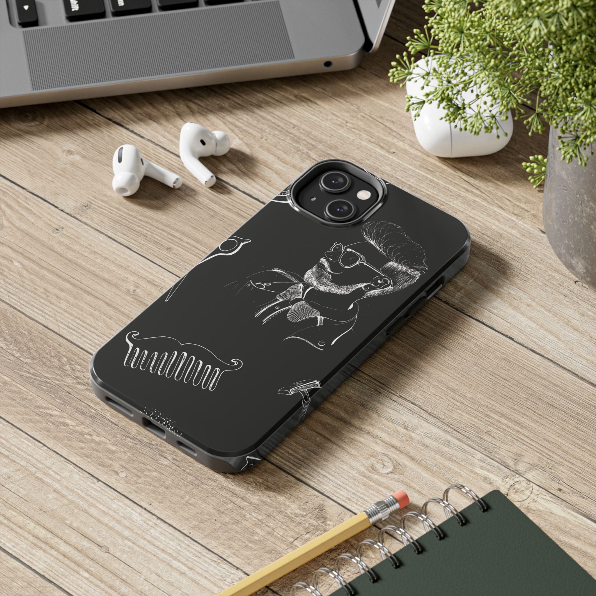 Bearded Barber Sketch Tough Phone Case — Hipster Grooming Design