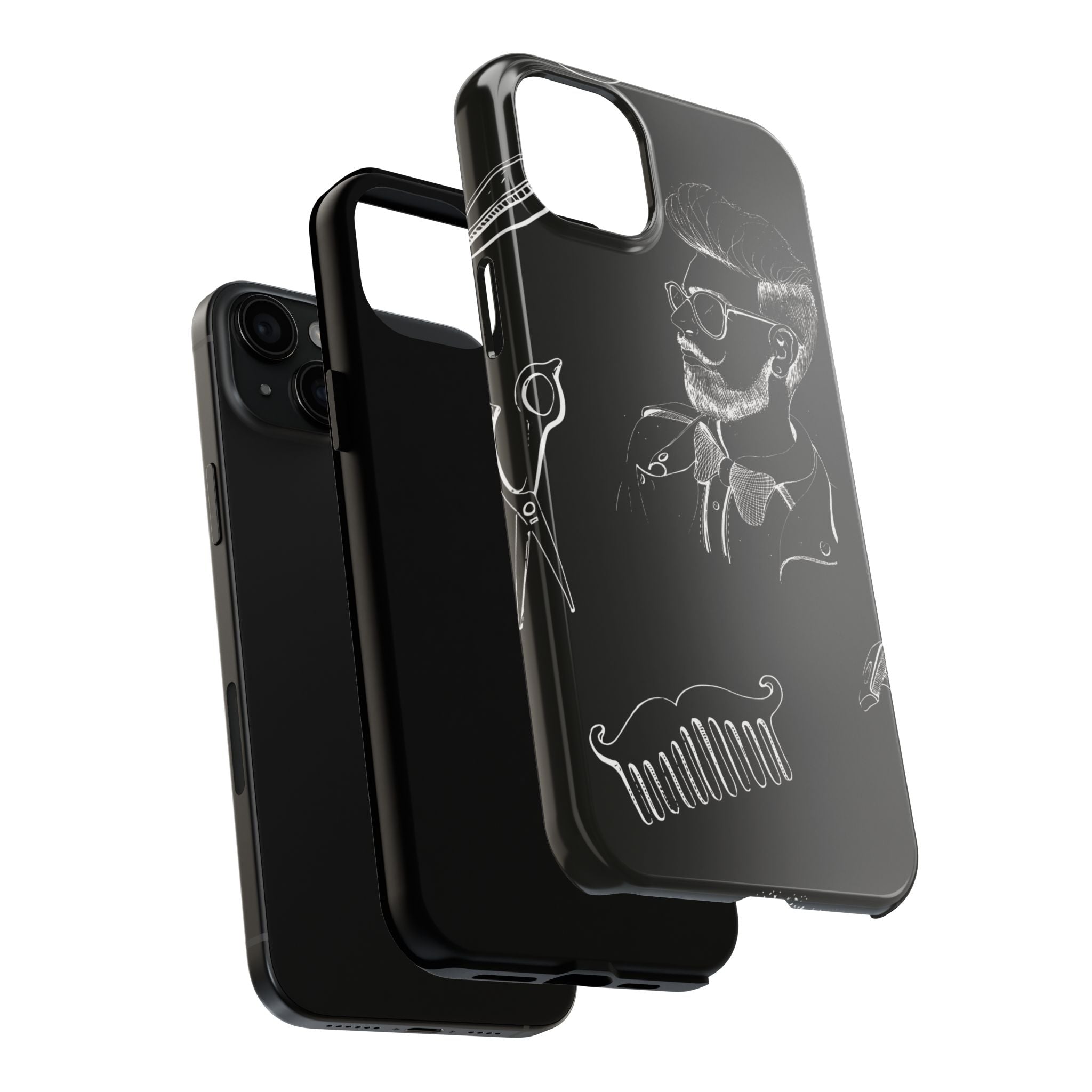 Bearded Barber Sketch Tough Phone Case — Hipster Grooming Design