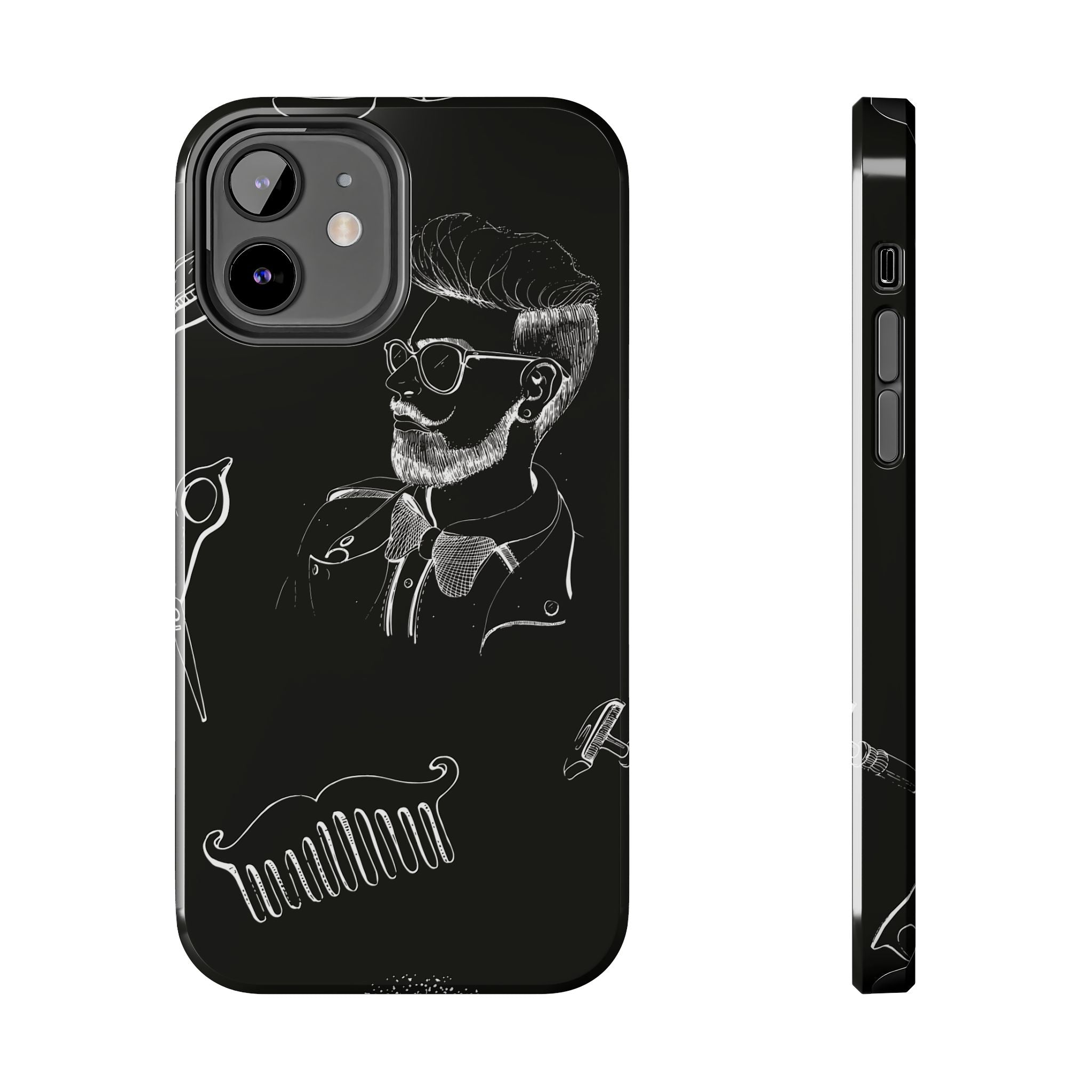 Bearded Barber Sketch Tough Phone Case — Hipster Grooming Design