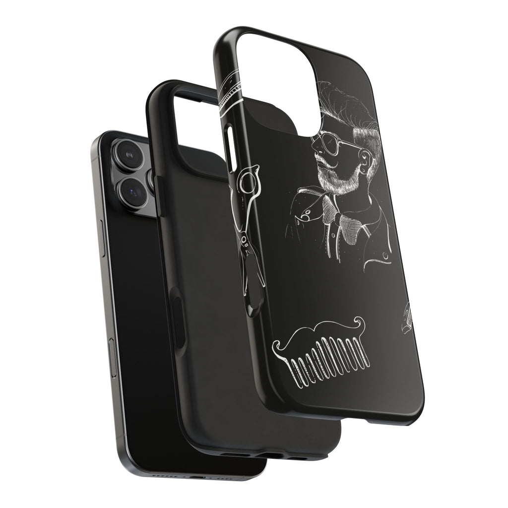 Bearded Barber Sketch Tough Phone Case — Hipster Grooming Design