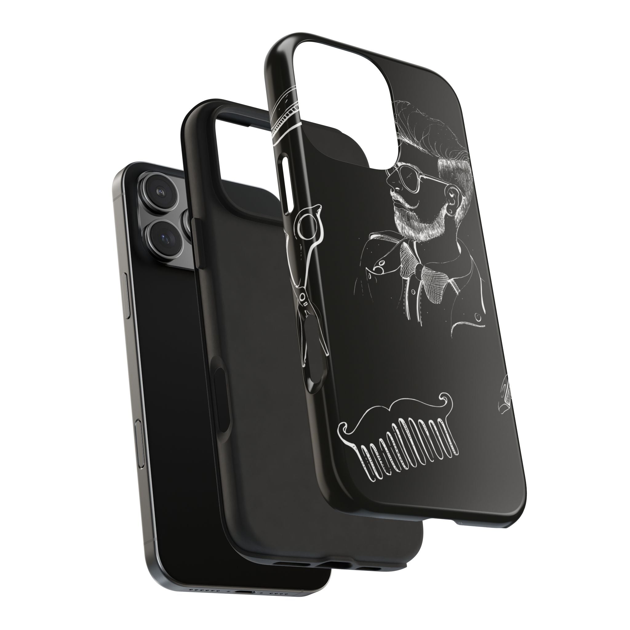 Bearded Barber Sketch Tough Phone Case — Hipster Grooming Design