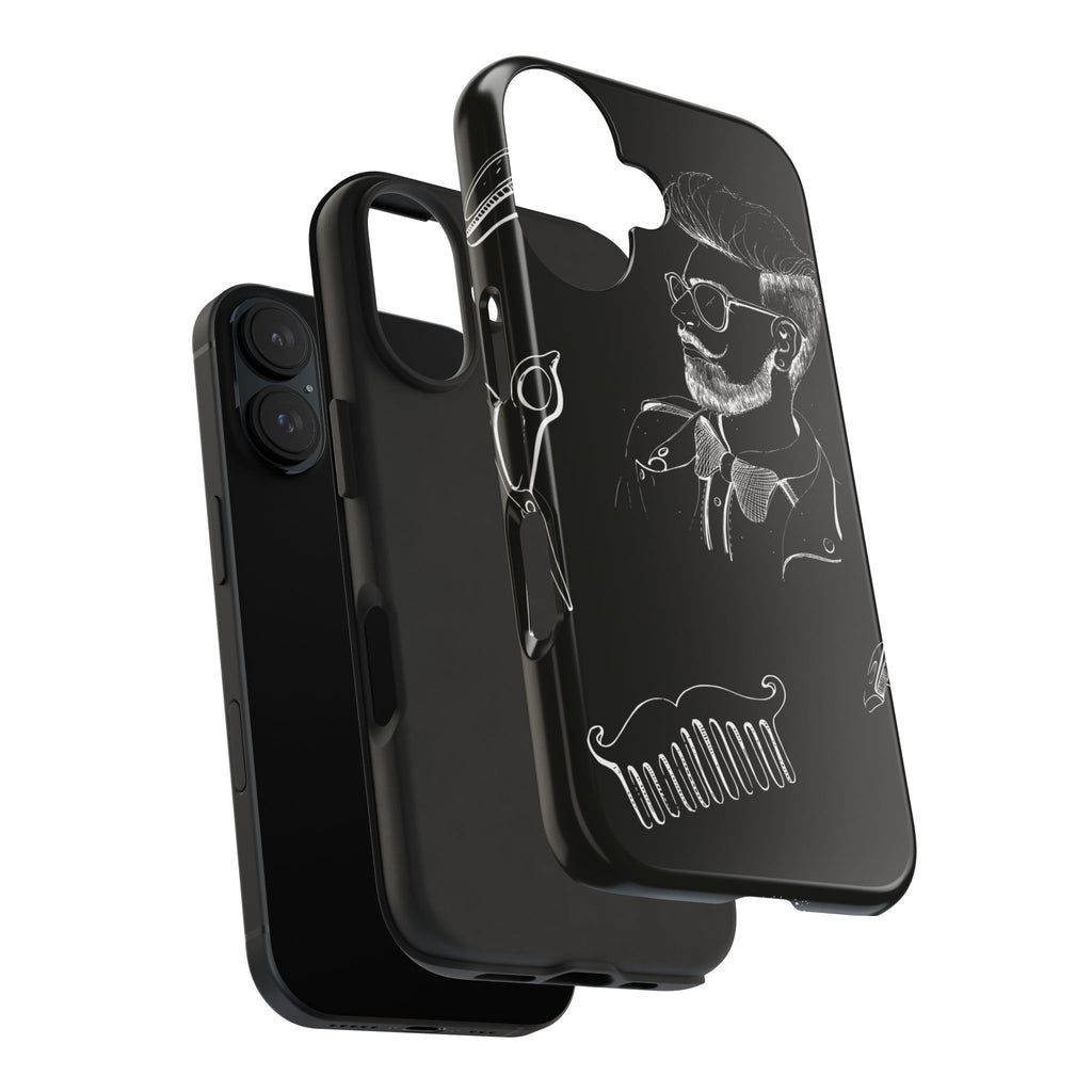 Bearded Barber Sketch Tough Phone Case — Hipster Grooming Design
