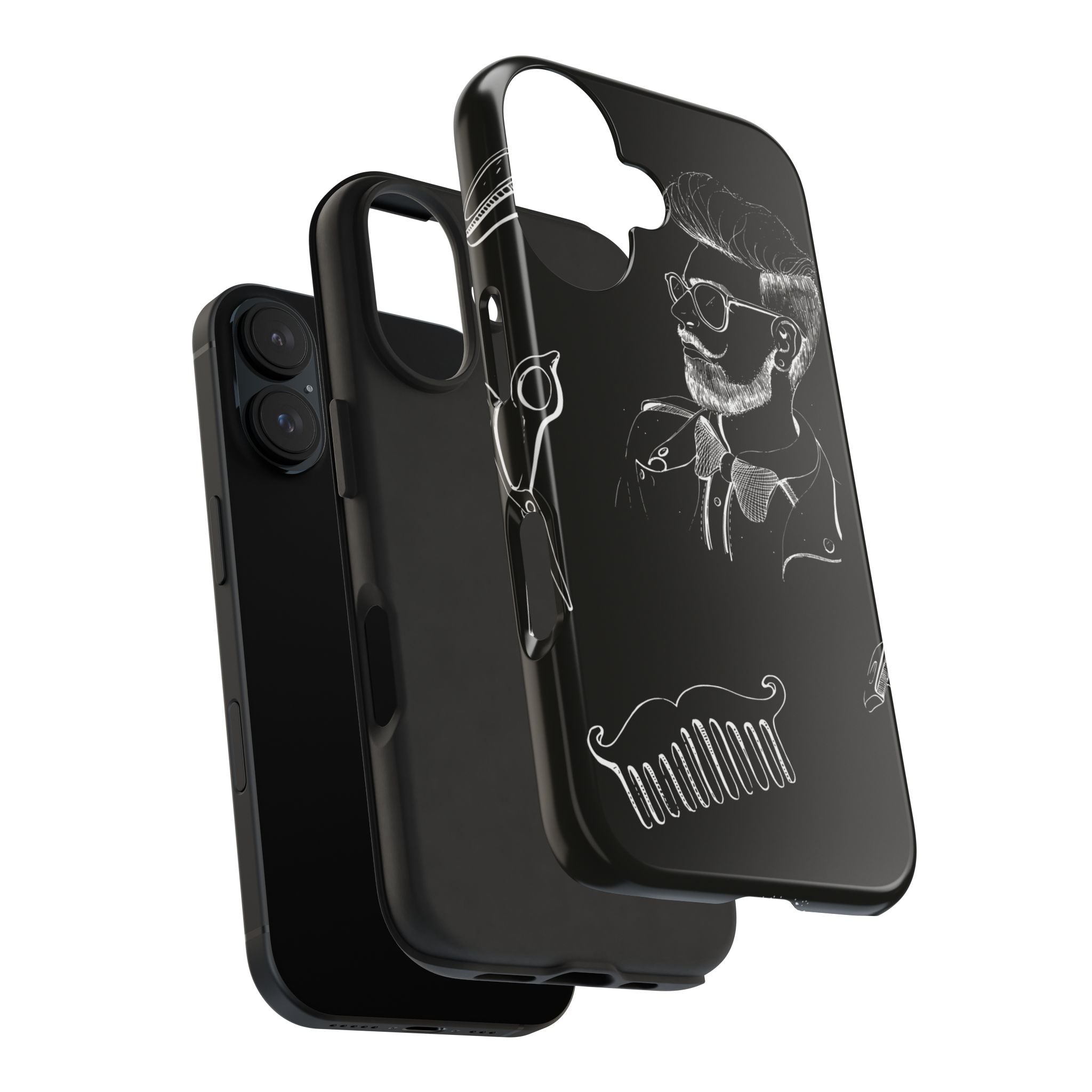 Bearded Barber Sketch Tough Phone Case — Hipster Grooming Design