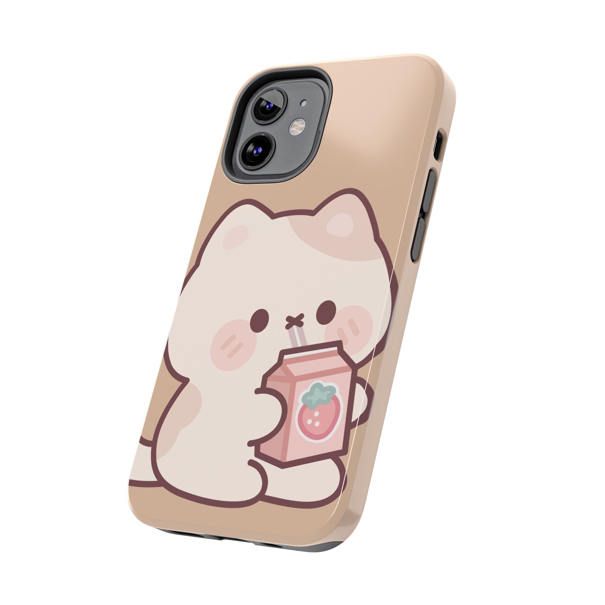 Kawaii Cat with Strawberry Milk Tough Phone Case