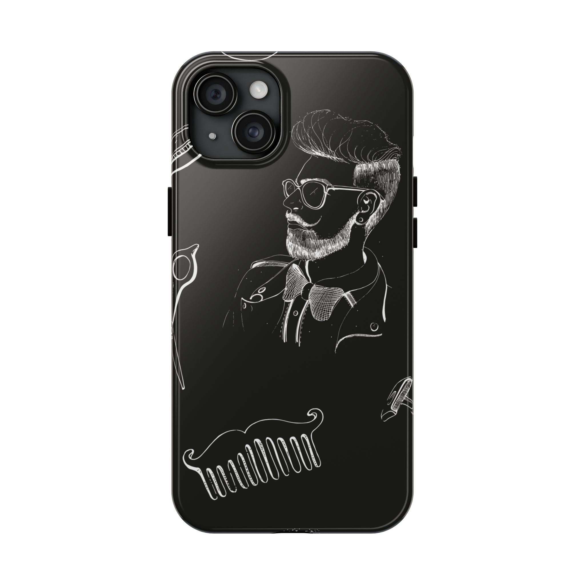 Bearded Barber Sketch Tough Phone Case — Hipster Grooming Design