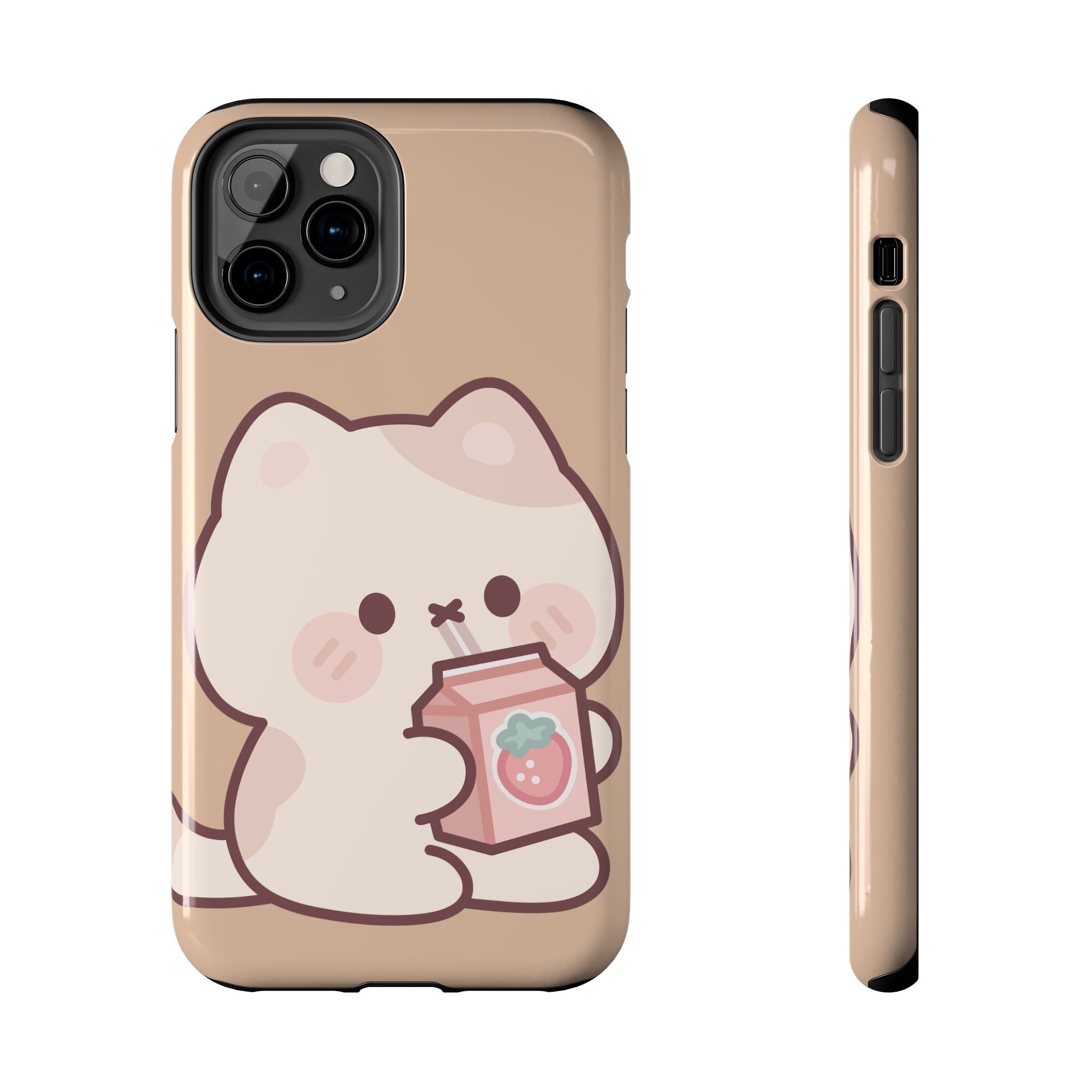 Kawaii Cat with Strawberry Milk Tough Phone Case