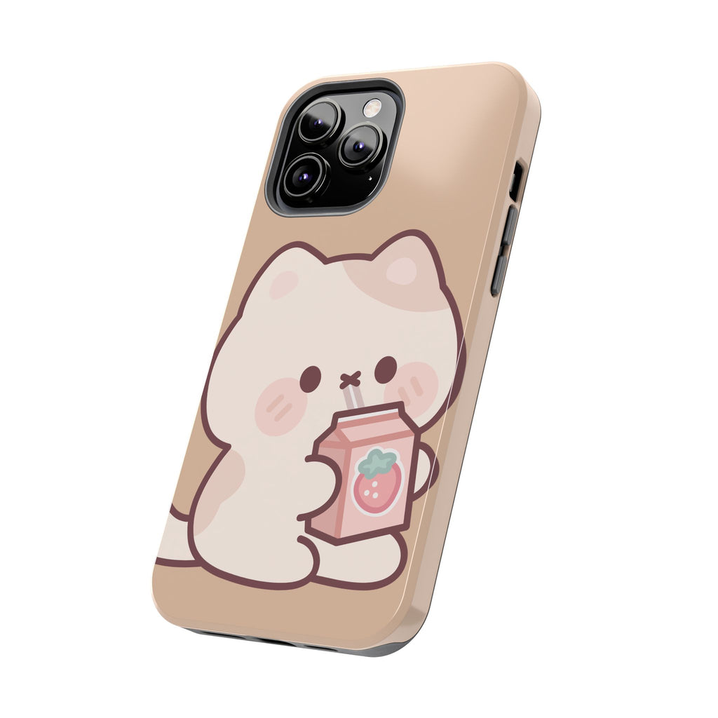Kawaii Cat with Strawberry Milk Tough Phone Case