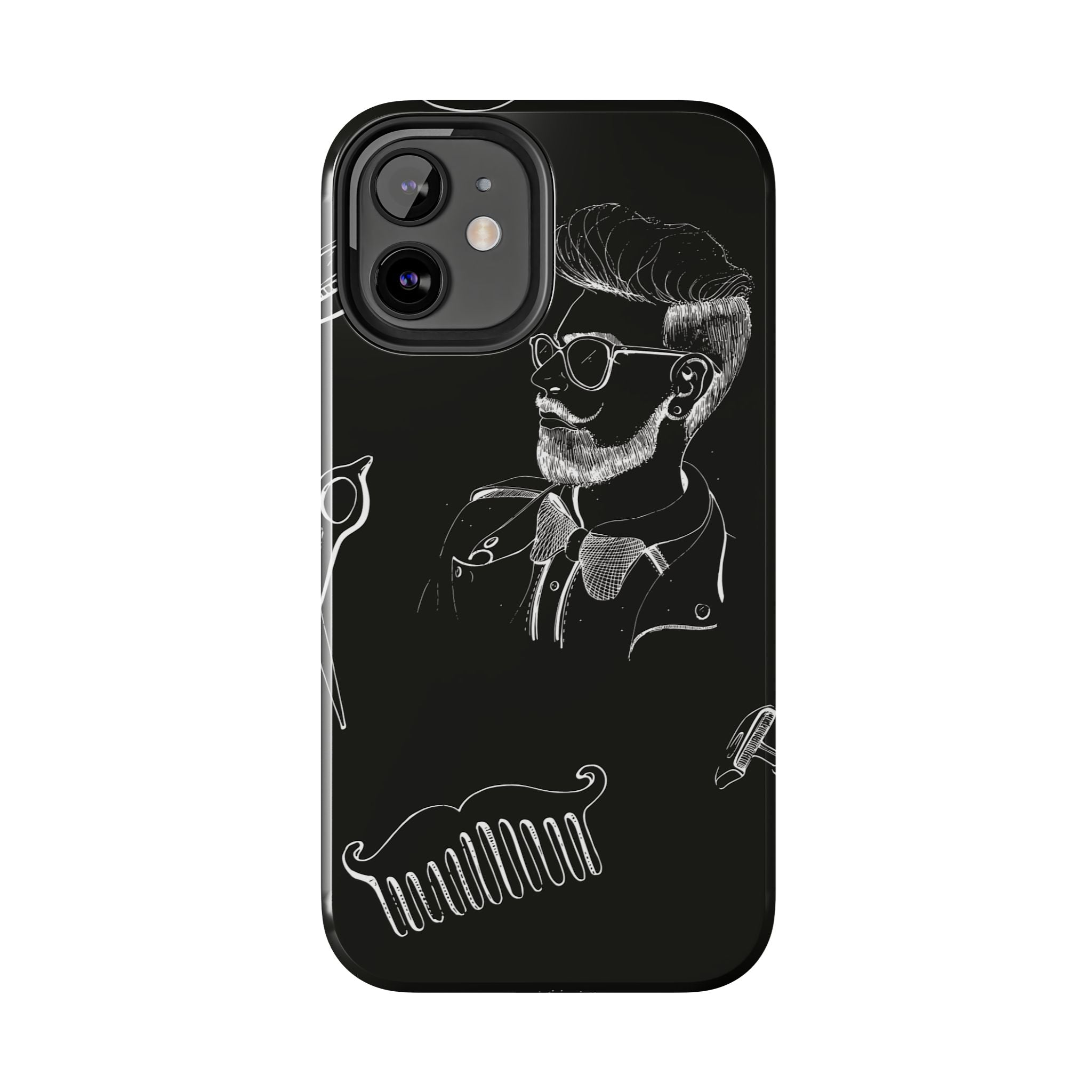Bearded Barber Sketch Tough Phone Case — Hipster Grooming Design