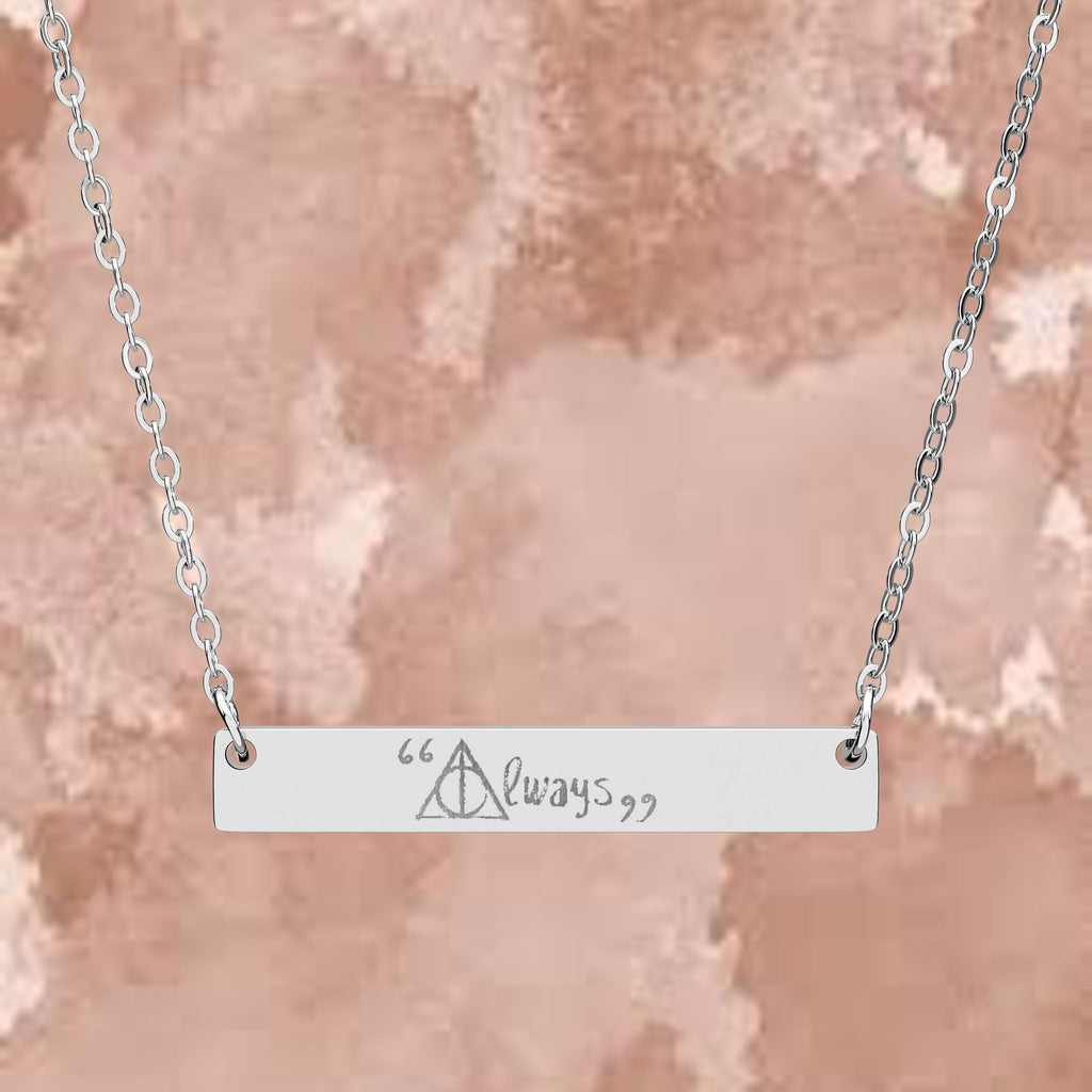 Engravable Horizontal Bar Necklace — (Gold or Silver)