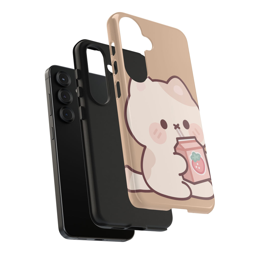 Kawaii Cat with Strawberry Milk Tough Phone Case