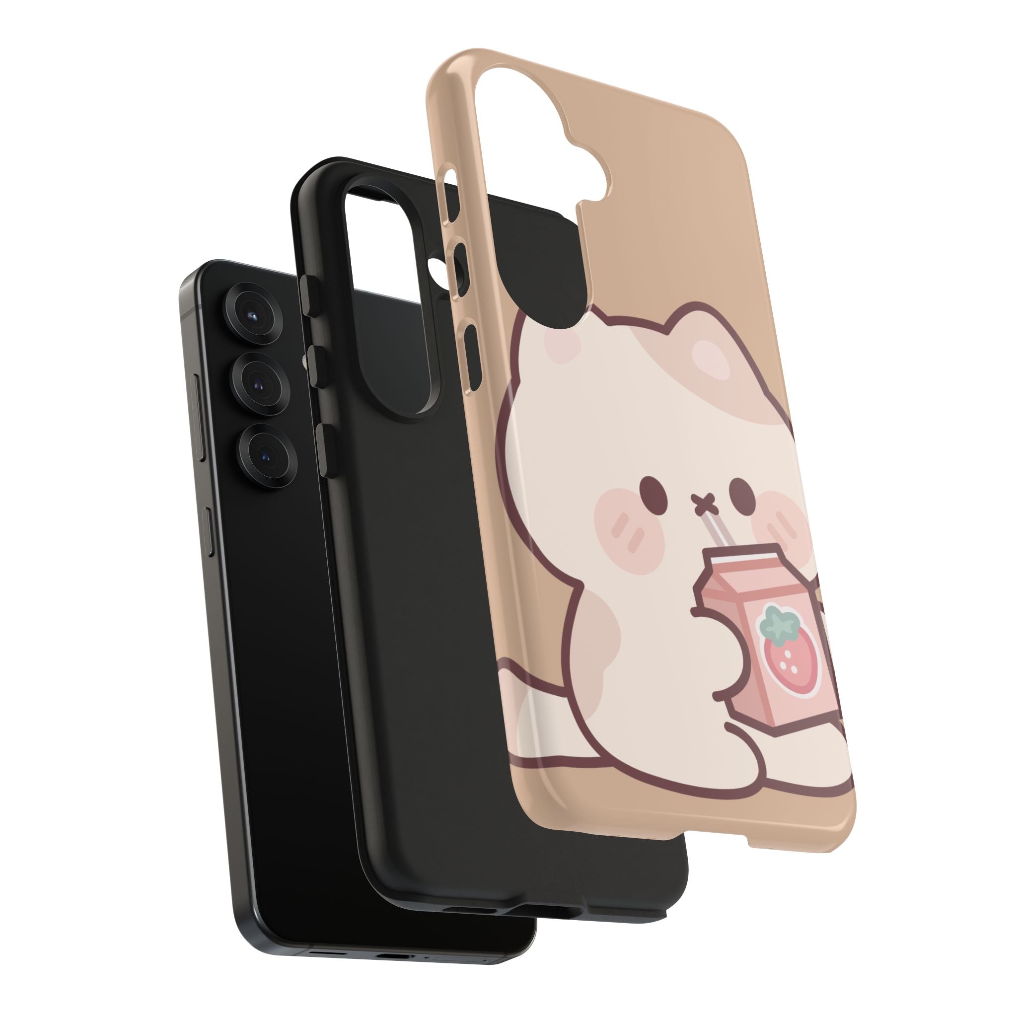 Kawaii Cat with Strawberry Milk Tough Phone Case