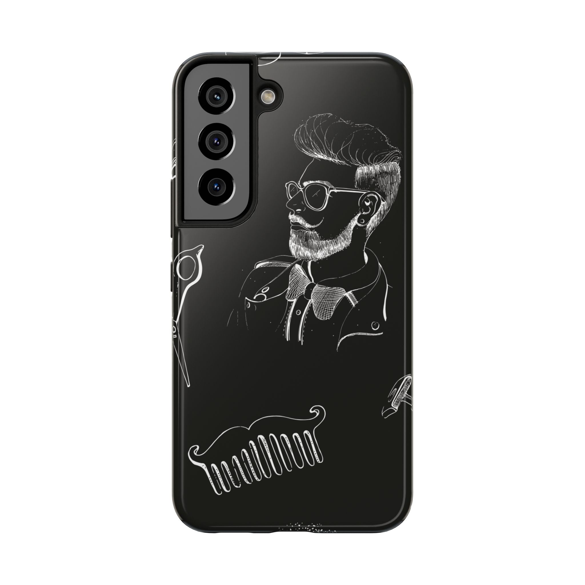 Bearded Barber Sketch Tough Phone Case — Hipster Grooming Design