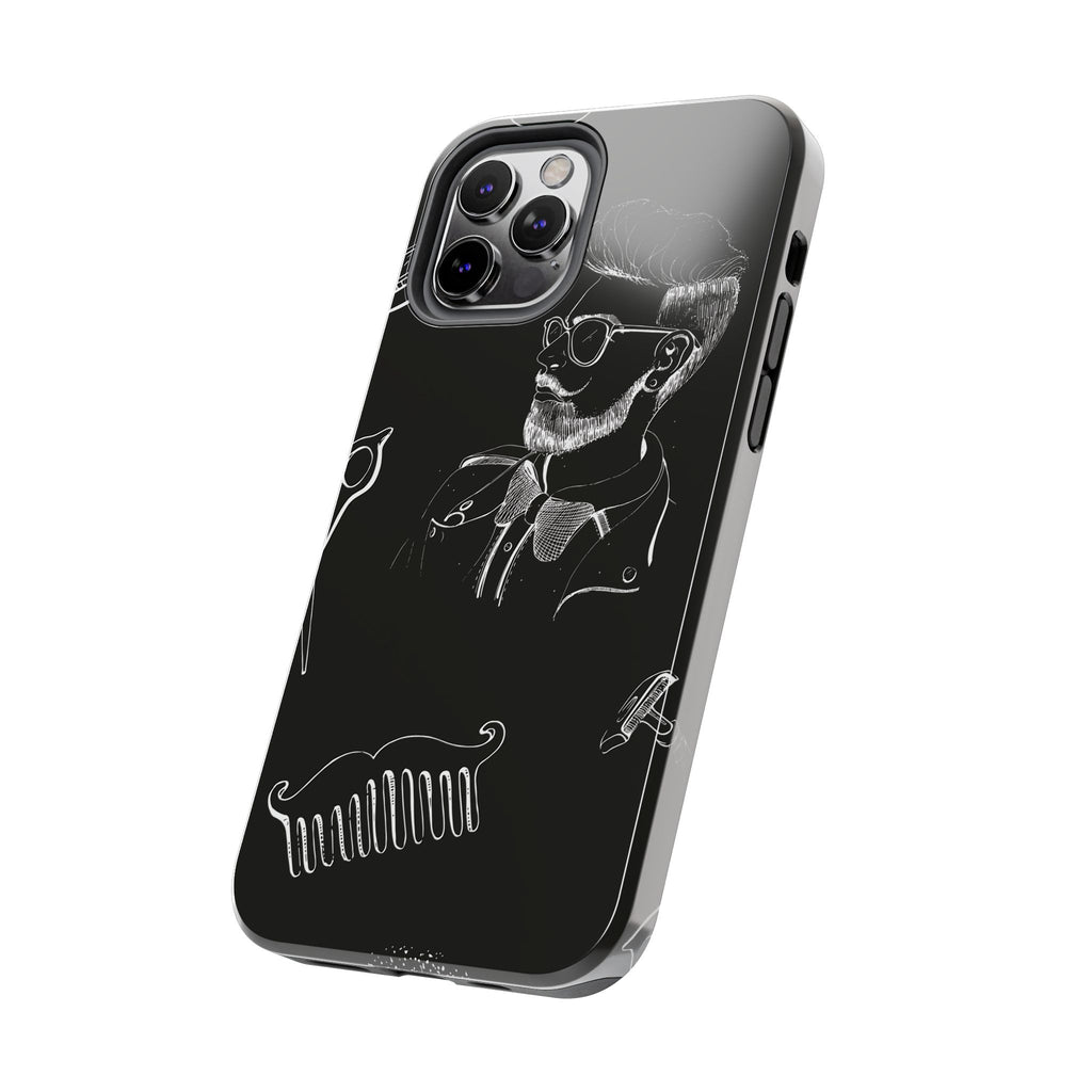 Bearded Barber Sketch Tough Phone Case — Hipster Grooming Design