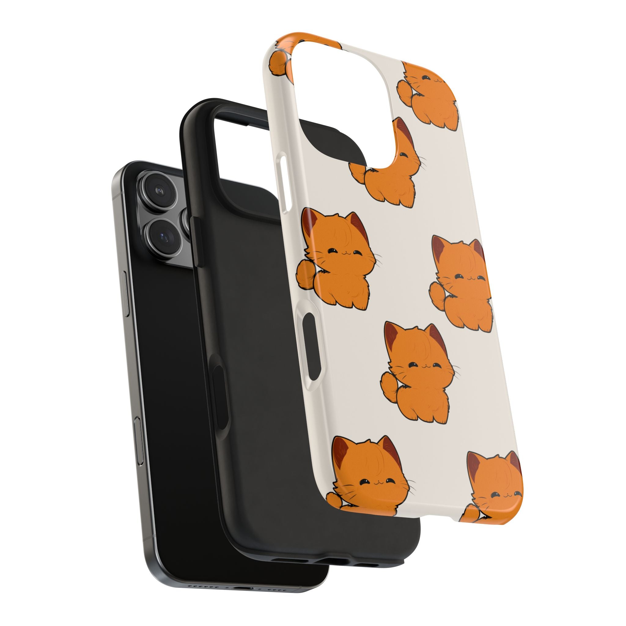 Cute Orange Kitten Phone Case — Protective Tough Case with Adorable Cat Pattern