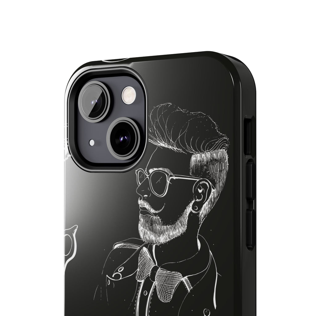 Bearded Barber Sketch Tough Phone Case — Hipster Grooming Design