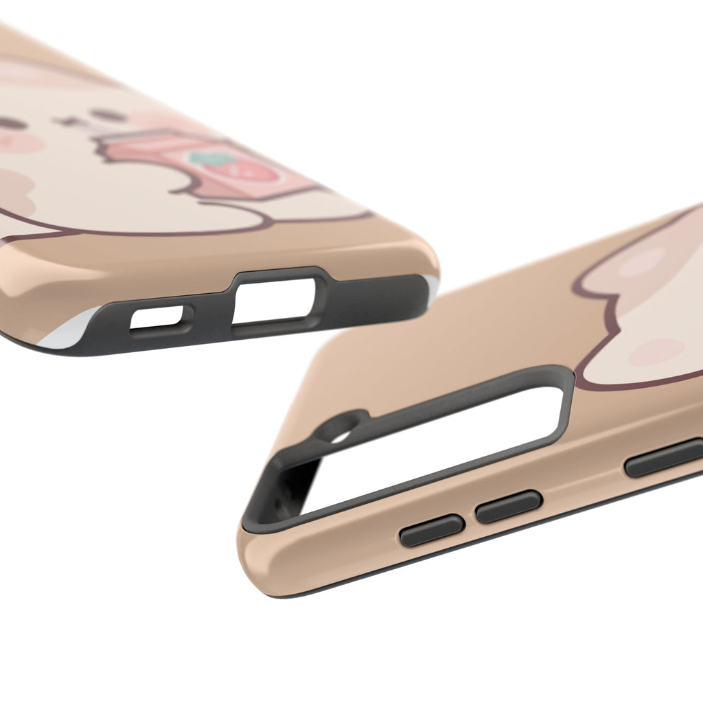 Kawaii Cat with Strawberry Milk Tough Phone Case
