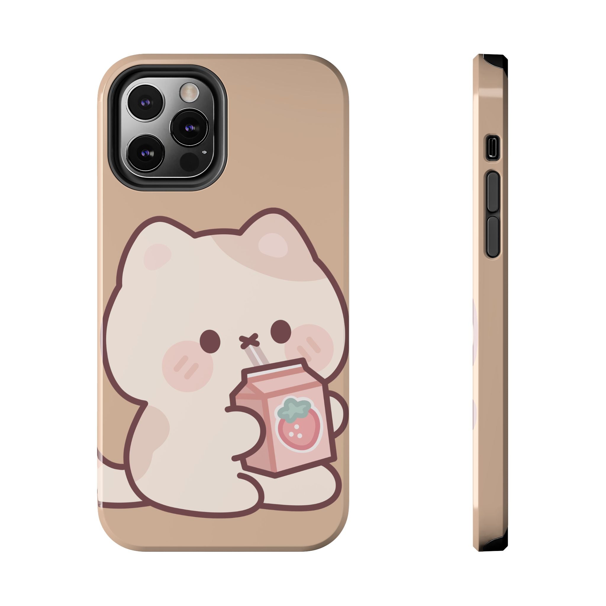 Kawaii Cat with Strawberry Milk Tough Phone Case
