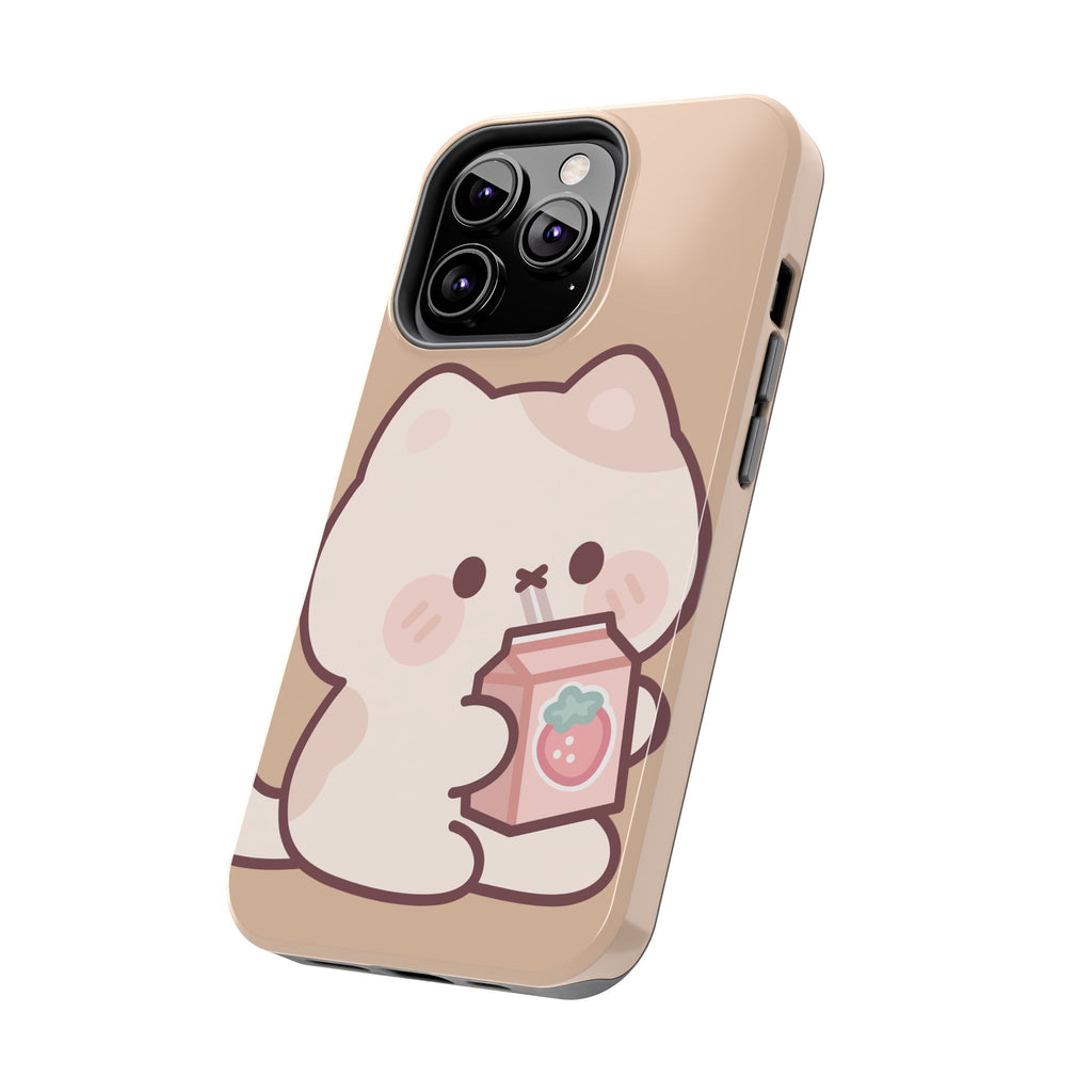 Kawaii Cat with Strawberry Milk Tough Phone Case