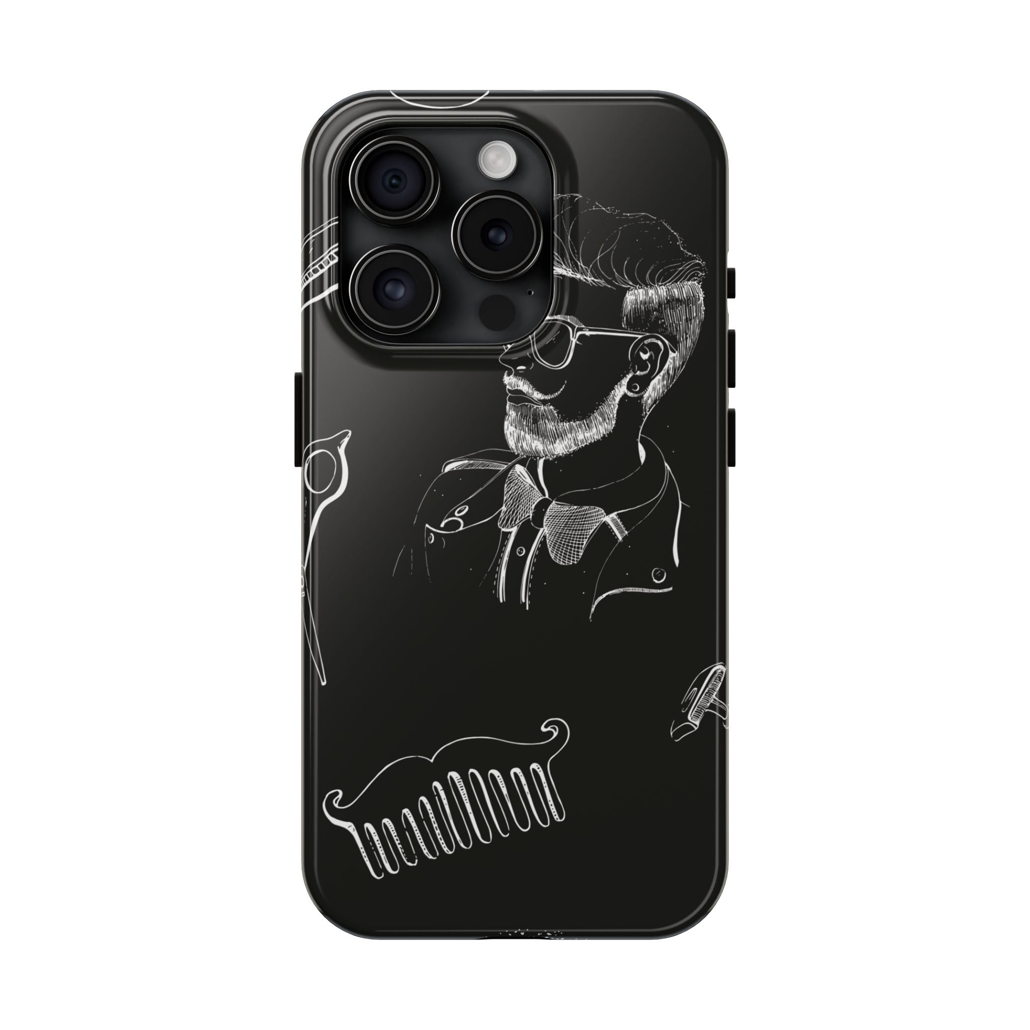 Bearded Barber Sketch Tough Phone Case — Hipster Grooming Design