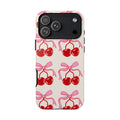 Cherry Bow Phone Case — Pink Ribbon Cherry Pattern Protective Phone Cover