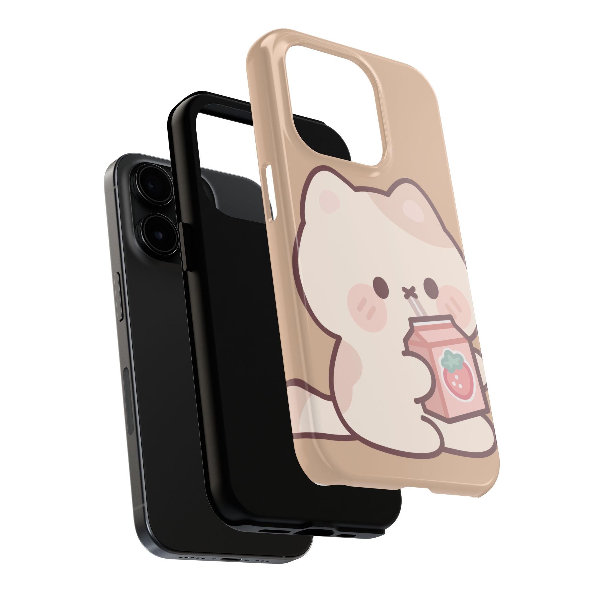 Kawaii Cat with Strawberry Milk Tough Phone Case