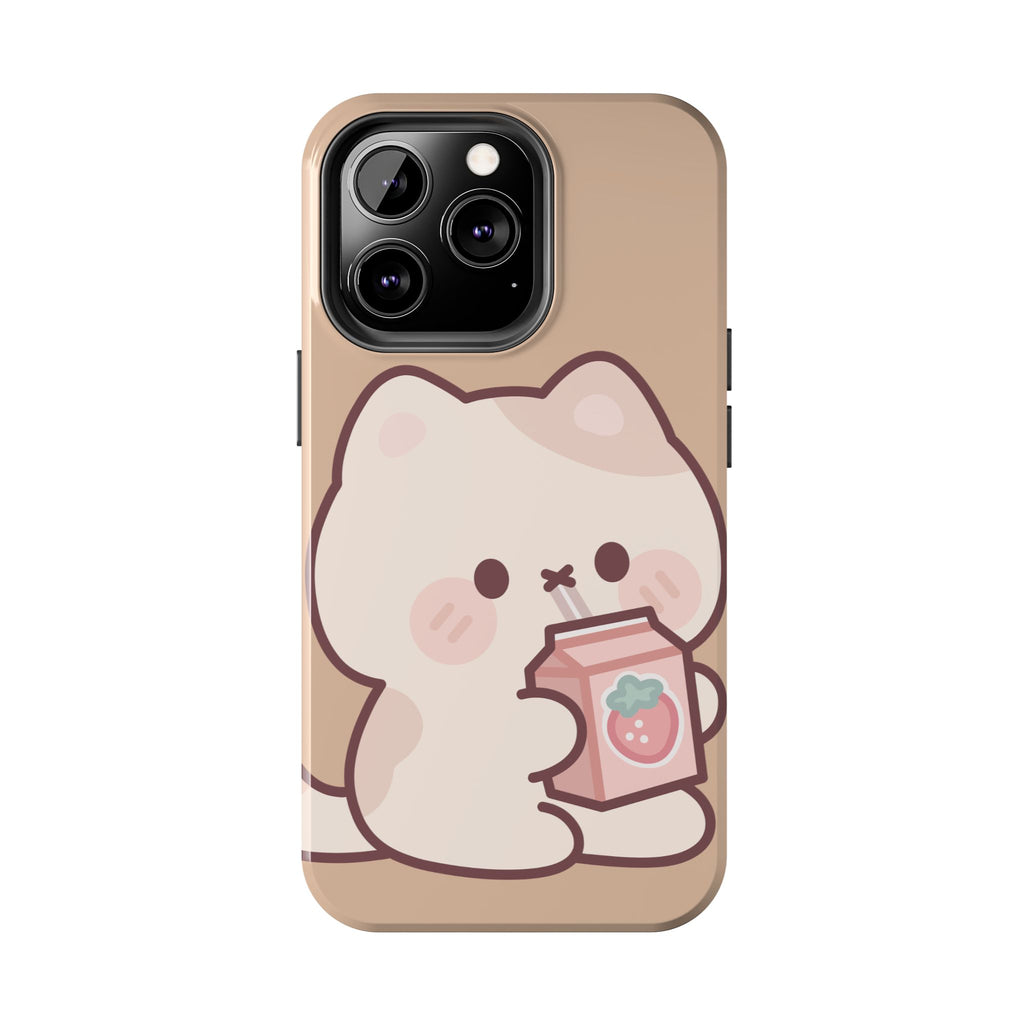 Kawaii Cat with Strawberry Milk Tough Phone Case
