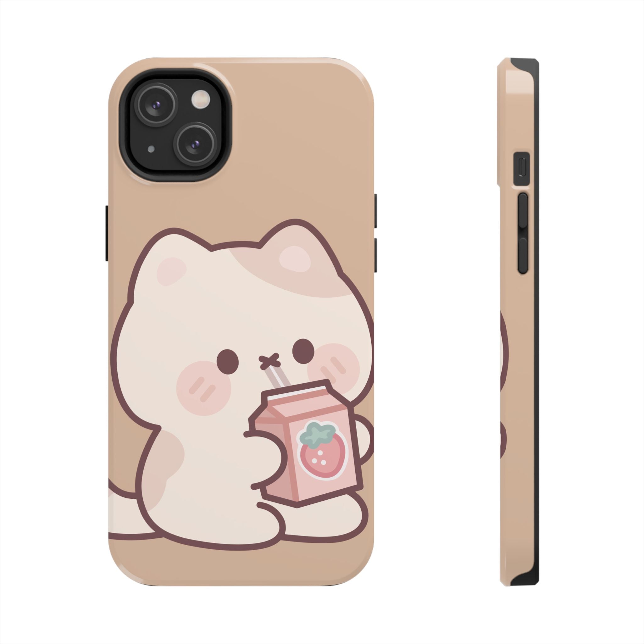 Kawaii Cat with Strawberry Milk Tough Phone Case
