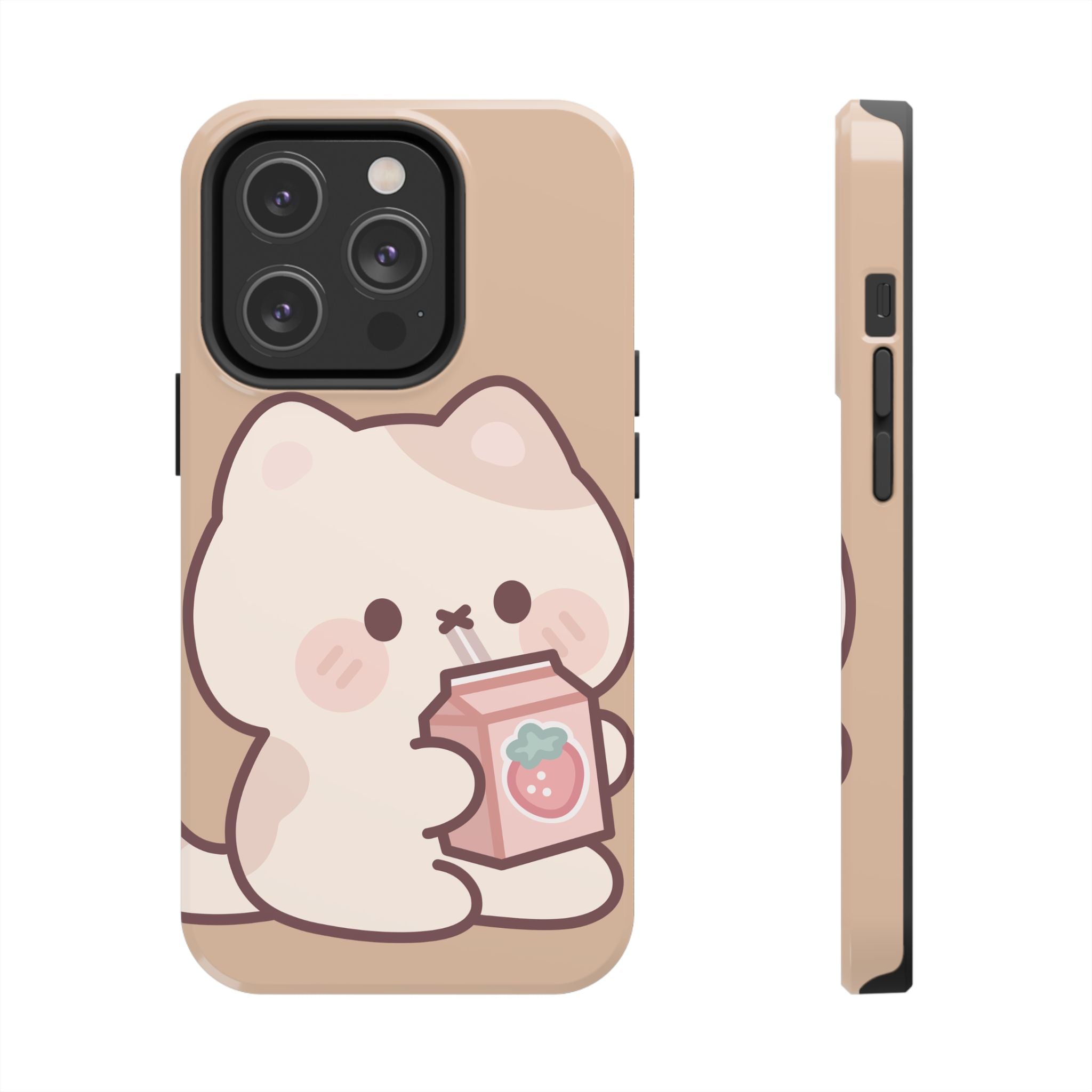 Kawaii Cat with Strawberry Milk Tough Phone Case
