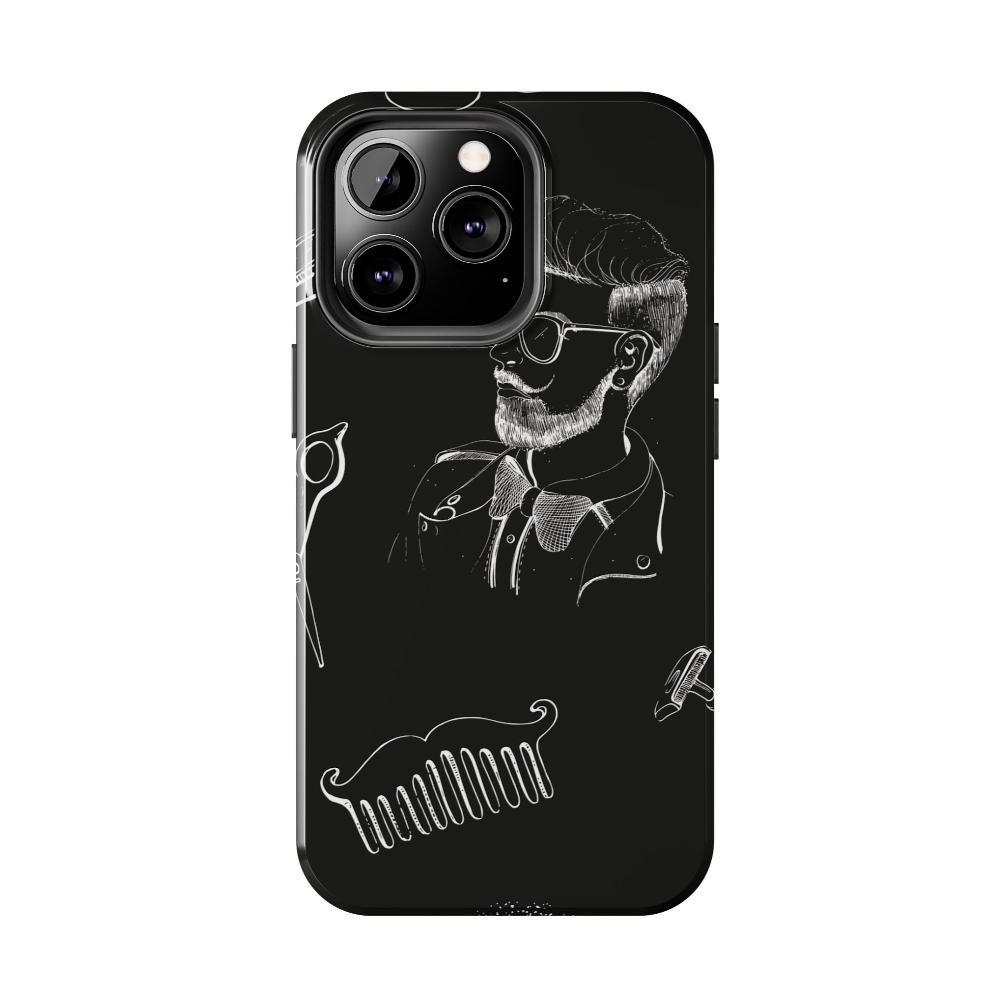 Bearded Barber Sketch Tough Phone Case — Hipster Grooming Design