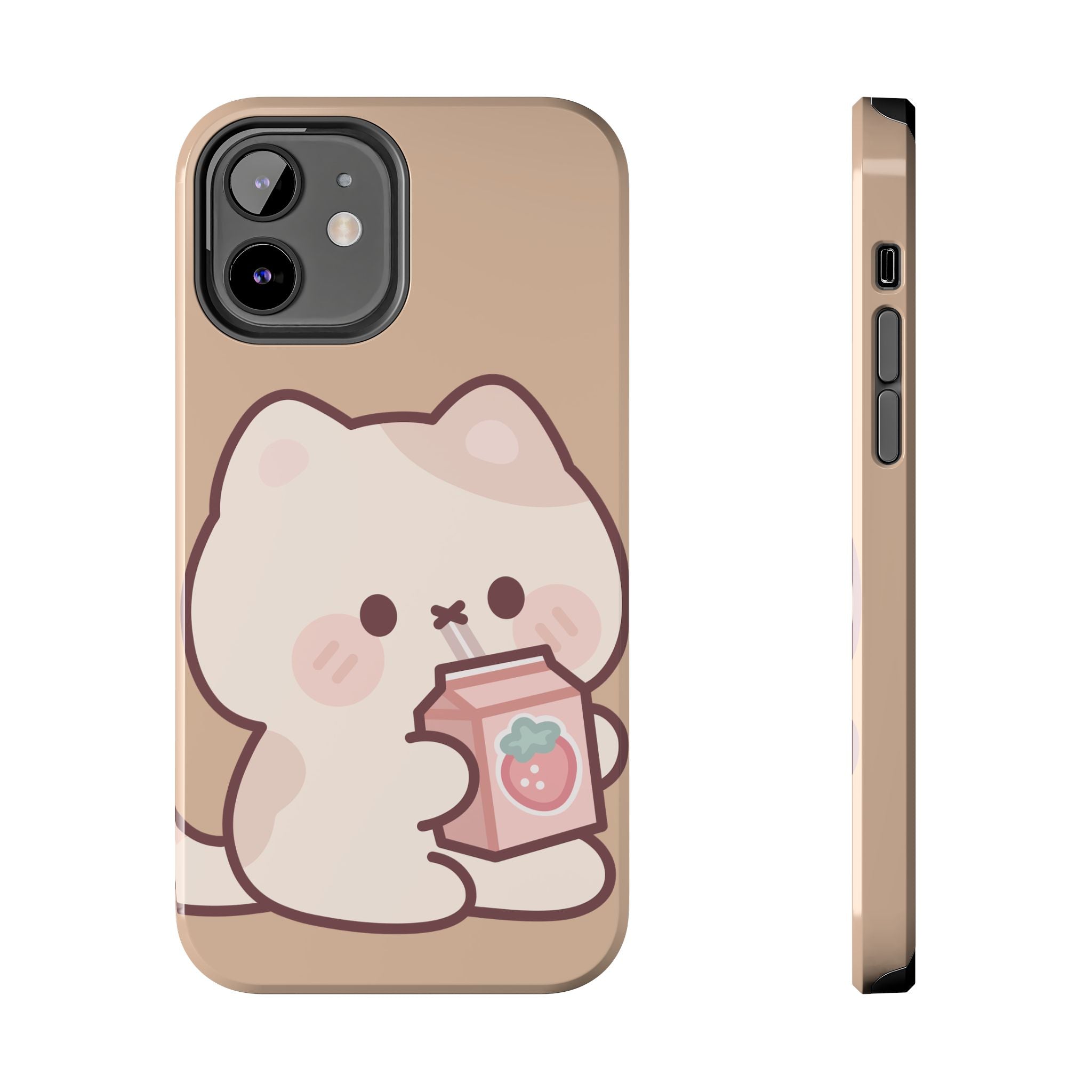 Kawaii Cat with Strawberry Milk Tough Phone Case