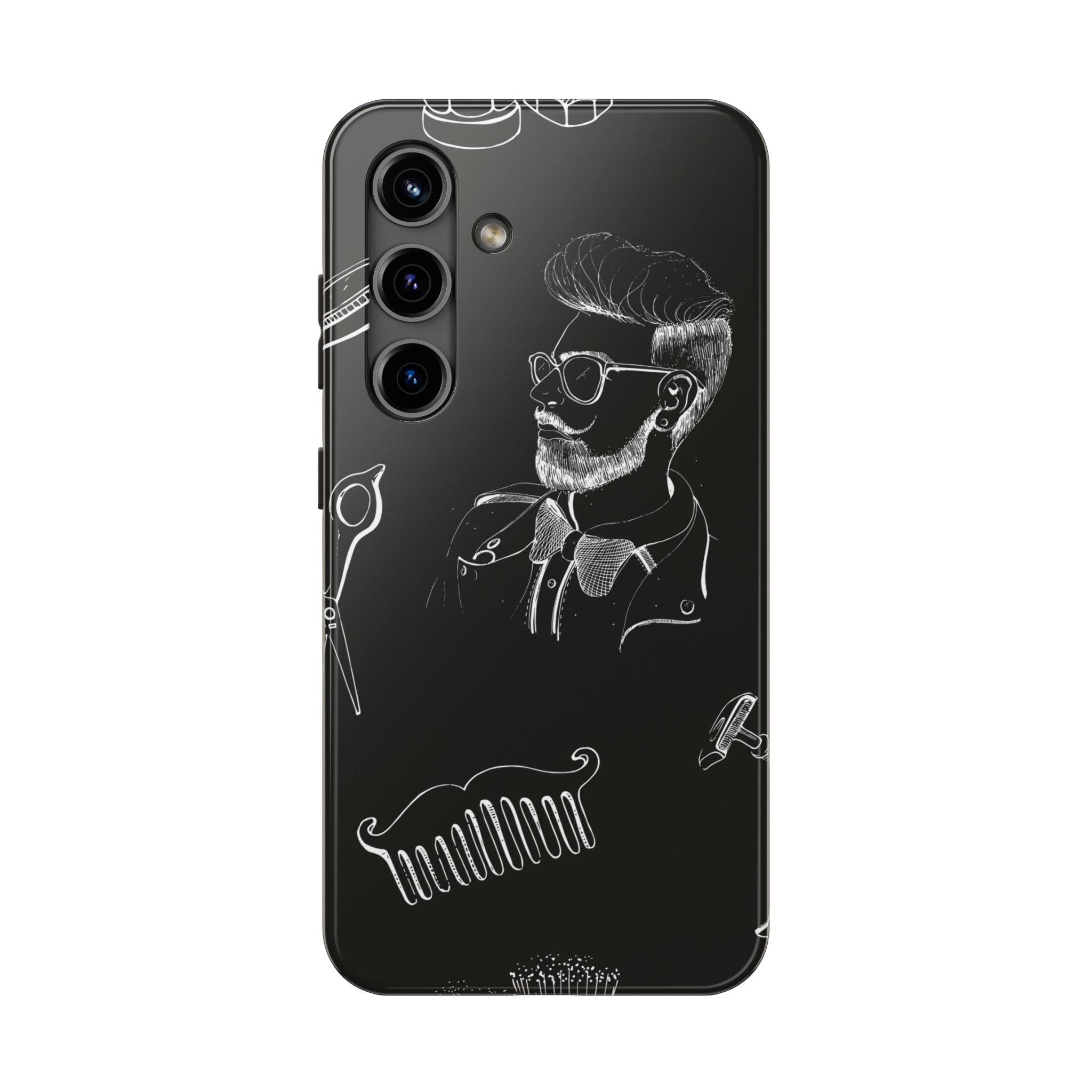 Bearded Barber Sketch Tough Phone Case — Hipster Grooming Design