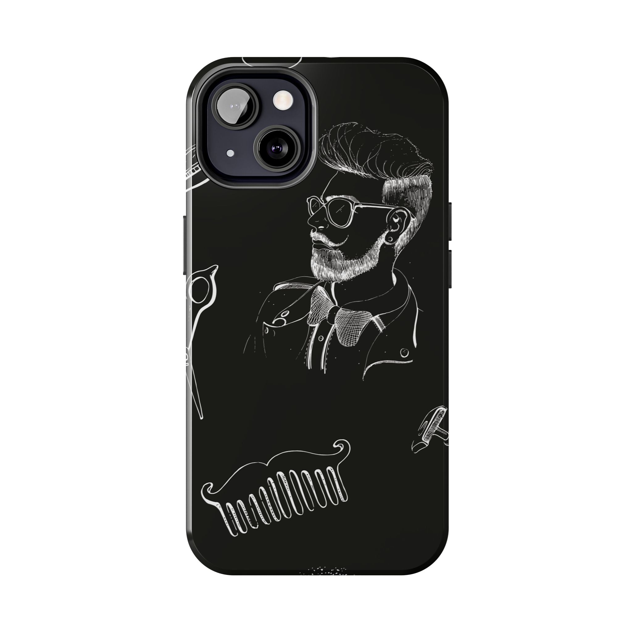 Bearded Barber Sketch Tough Phone Case — Hipster Grooming Design