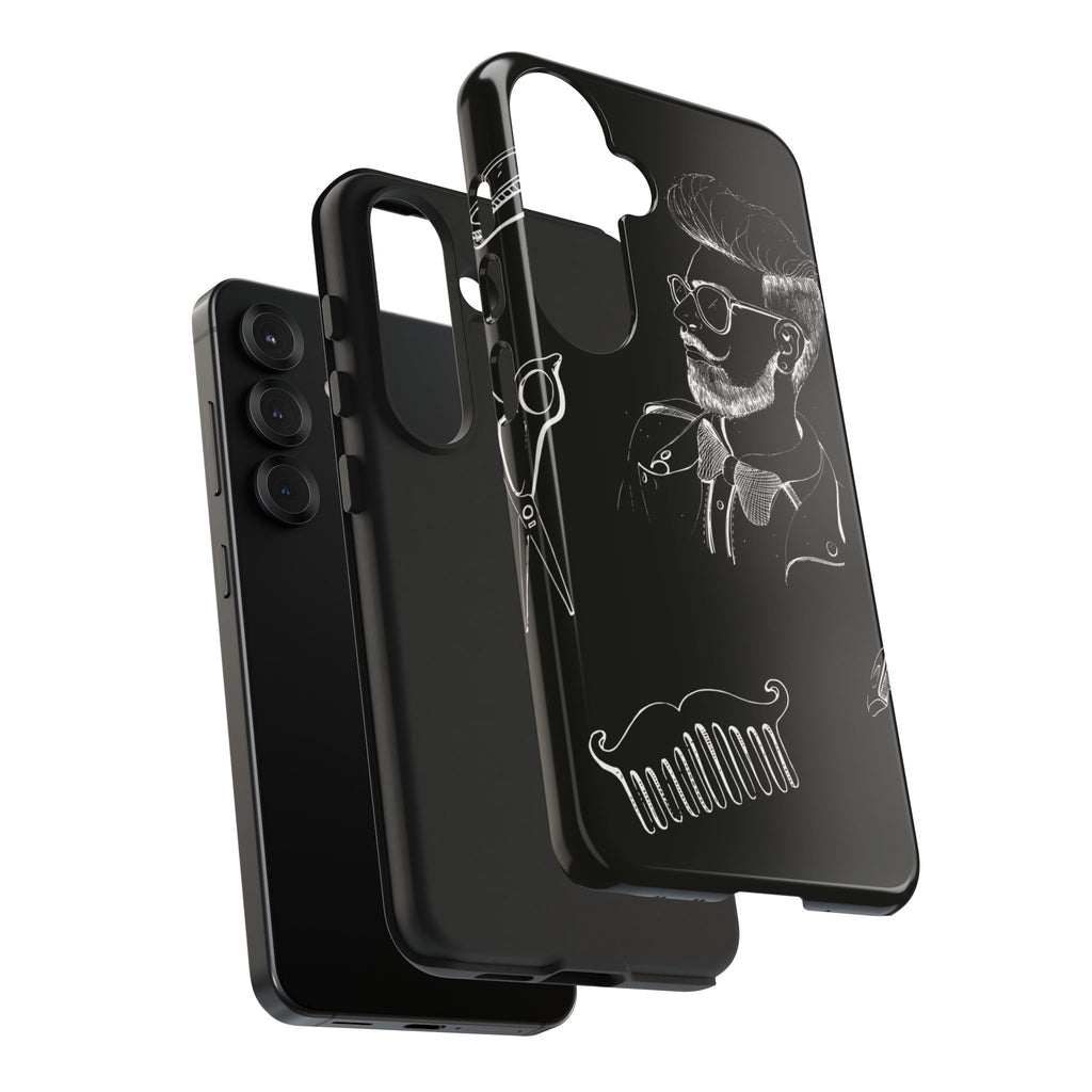 Bearded Barber Sketch Tough Phone Case — Hipster Grooming Design