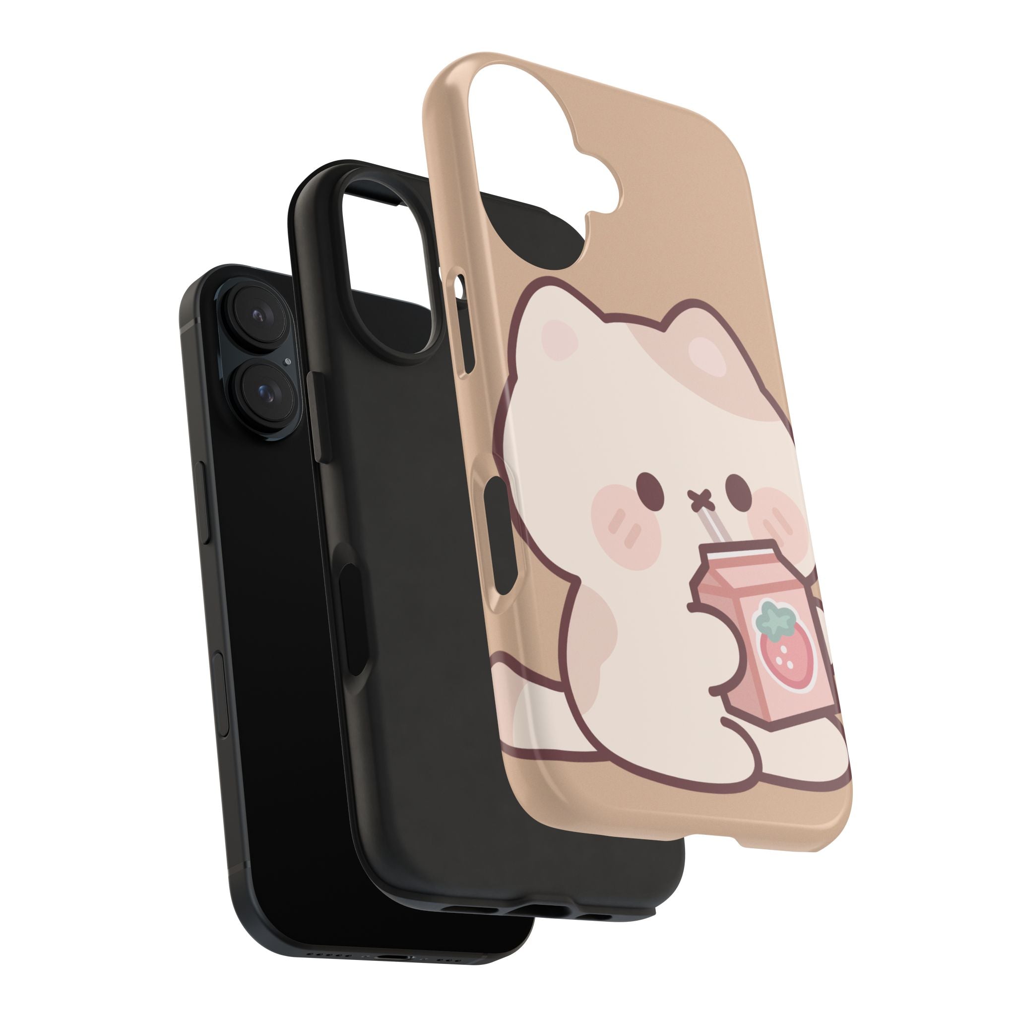 Kawaii Cat with Strawberry Milk Tough Phone Case
