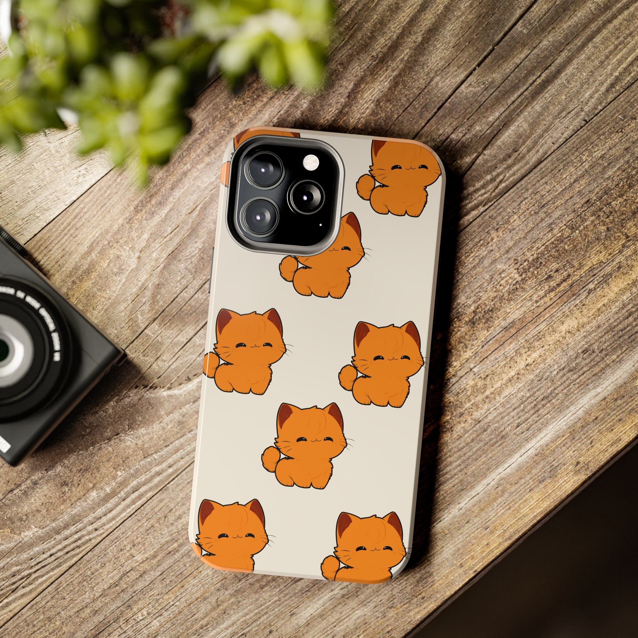 Cute Orange Kitten Phone Case — Protective Tough Case with Adorable Cat Pattern