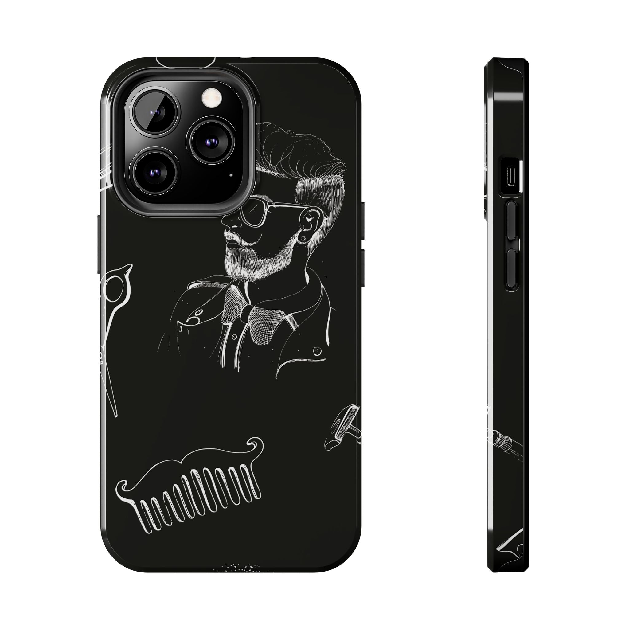 Bearded Barber Sketch Tough Phone Case — Hipster Grooming Design