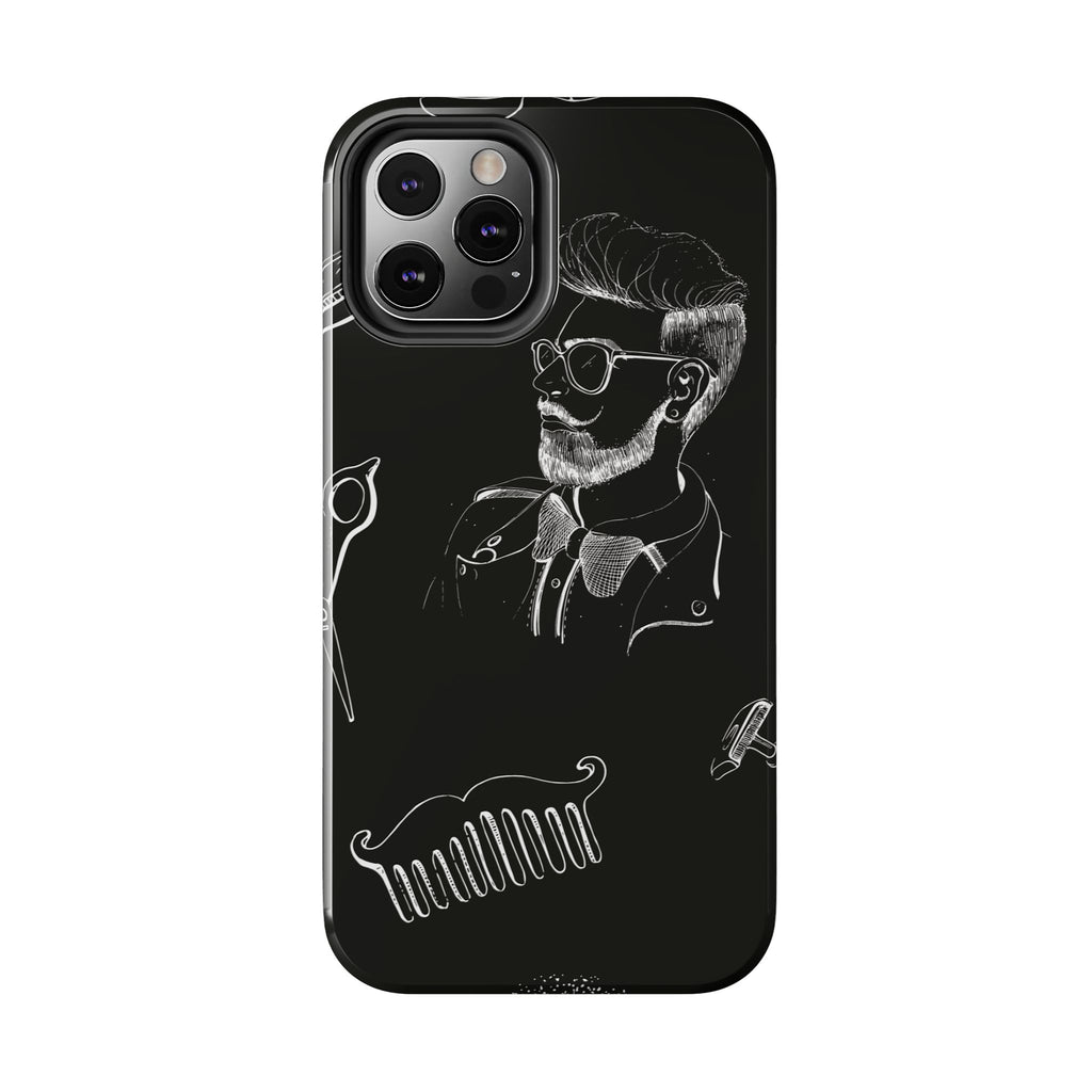 Bearded Barber Sketch Tough Phone Case — Hipster Grooming Design
