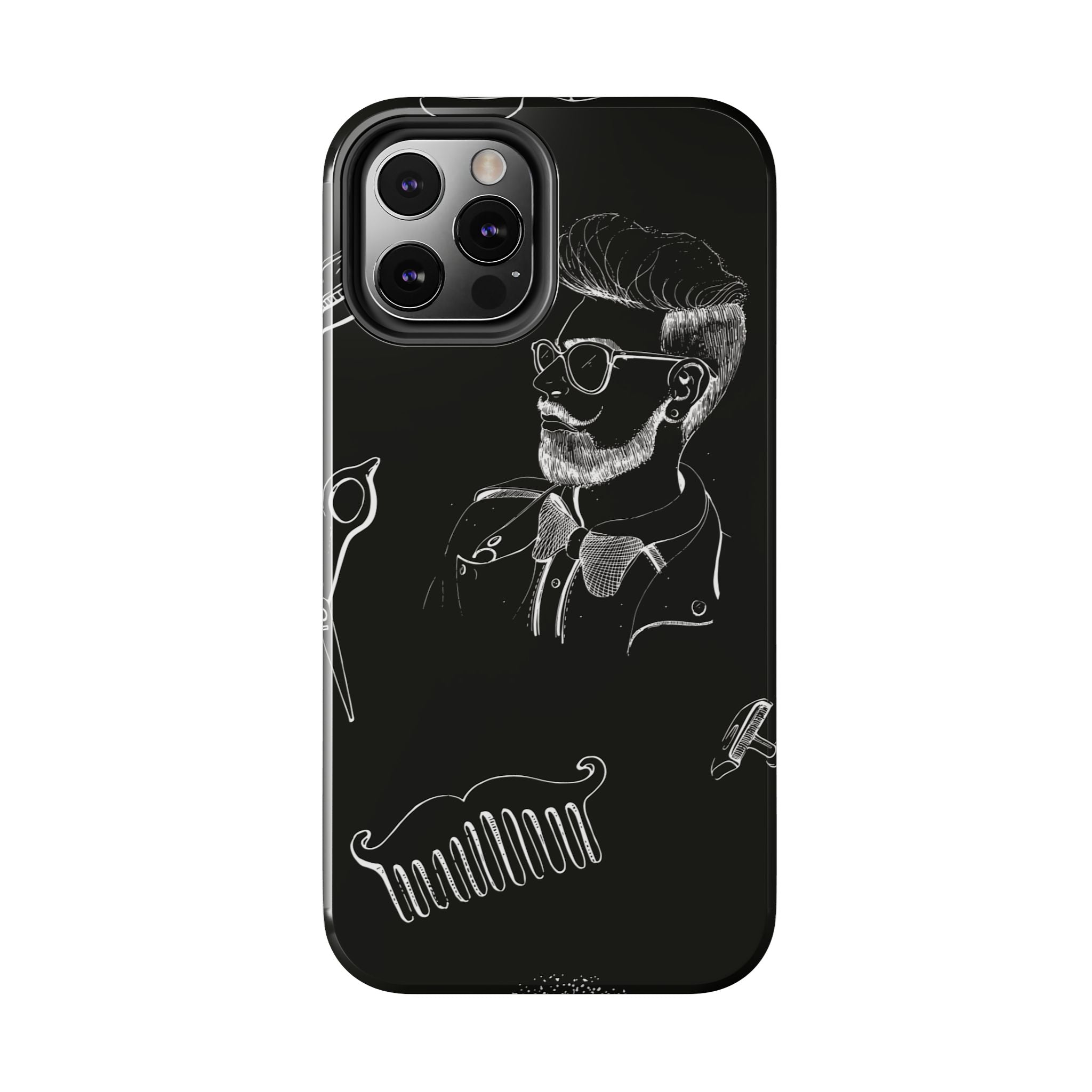 Bearded Barber Sketch Tough Phone Case — Hipster Grooming Design