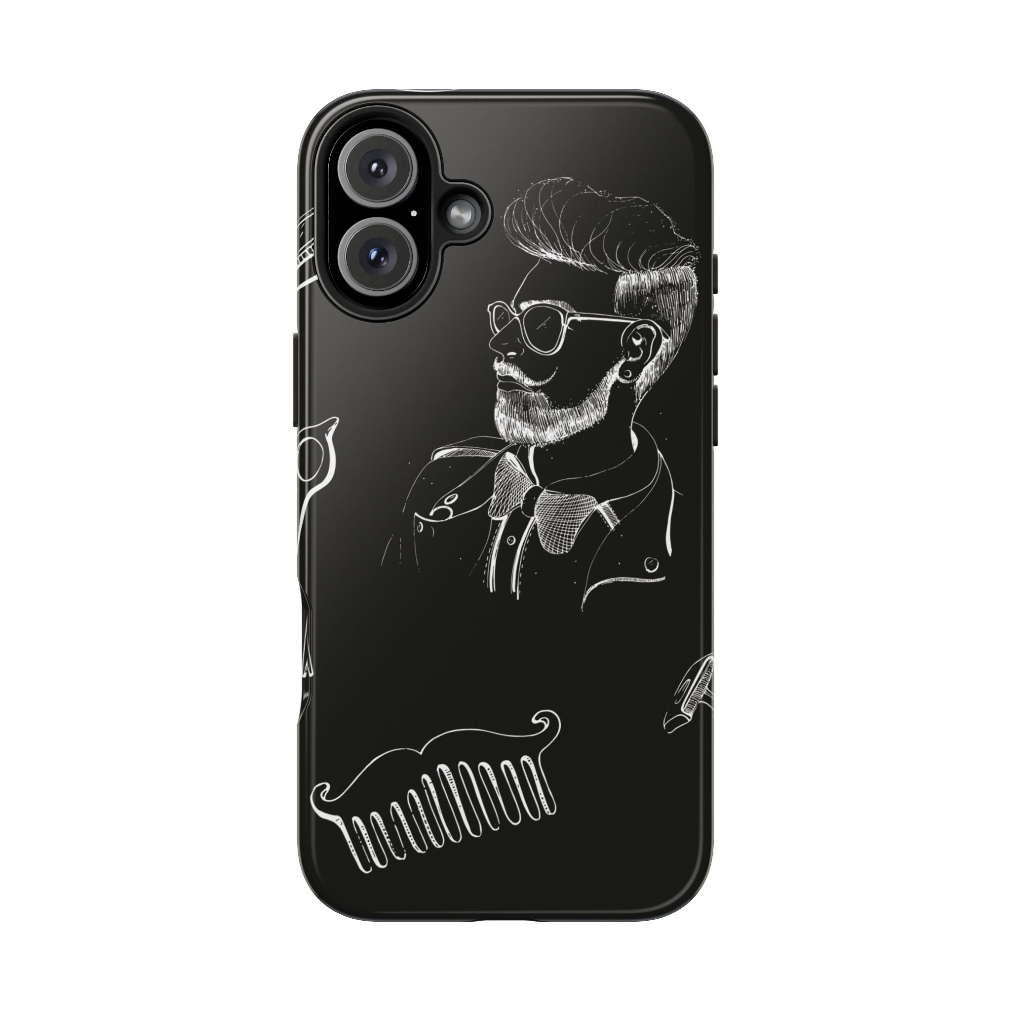 Bearded Barber Sketch Tough Phone Case — Hipster Grooming Design