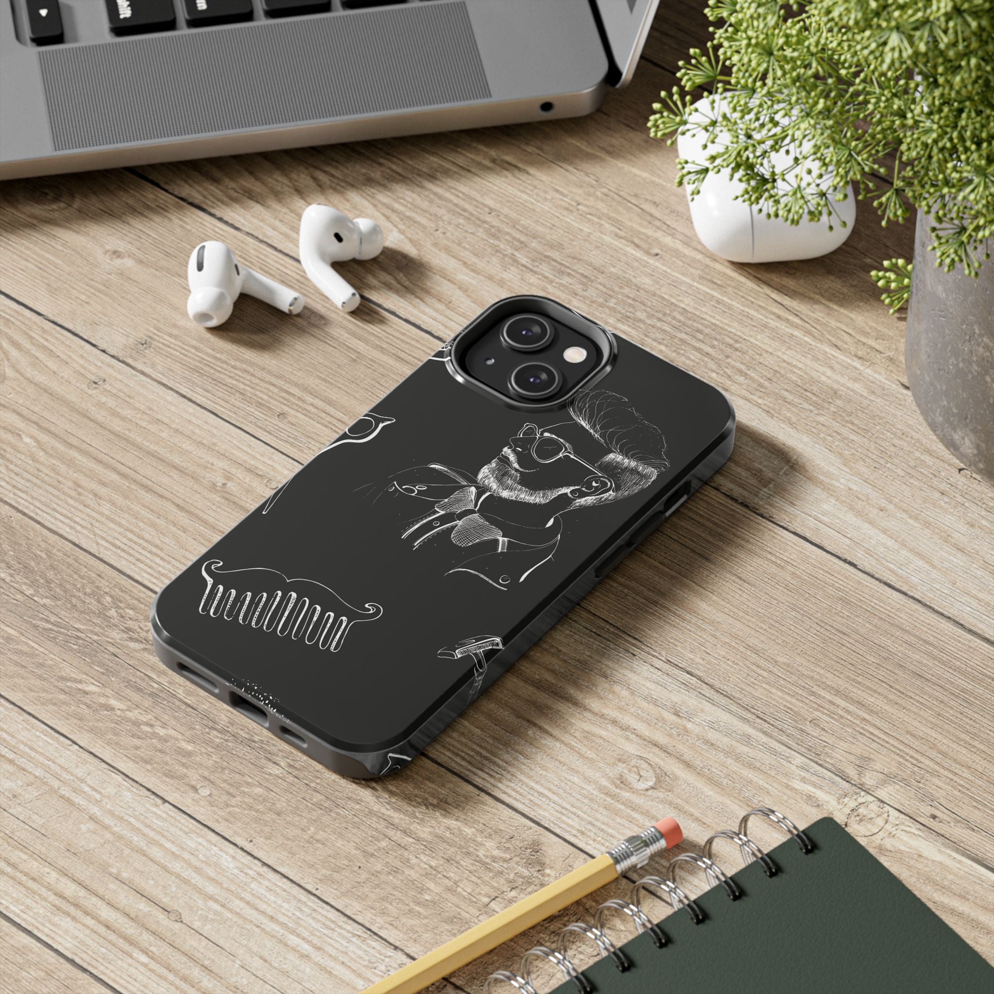 Bearded Barber Sketch Tough Phone Case — Hipster Grooming Design