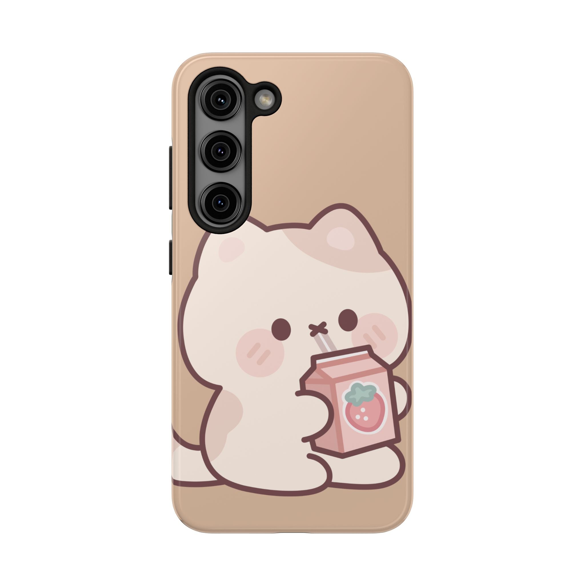 Kawaii Cat with Strawberry Milk Tough Phone Case