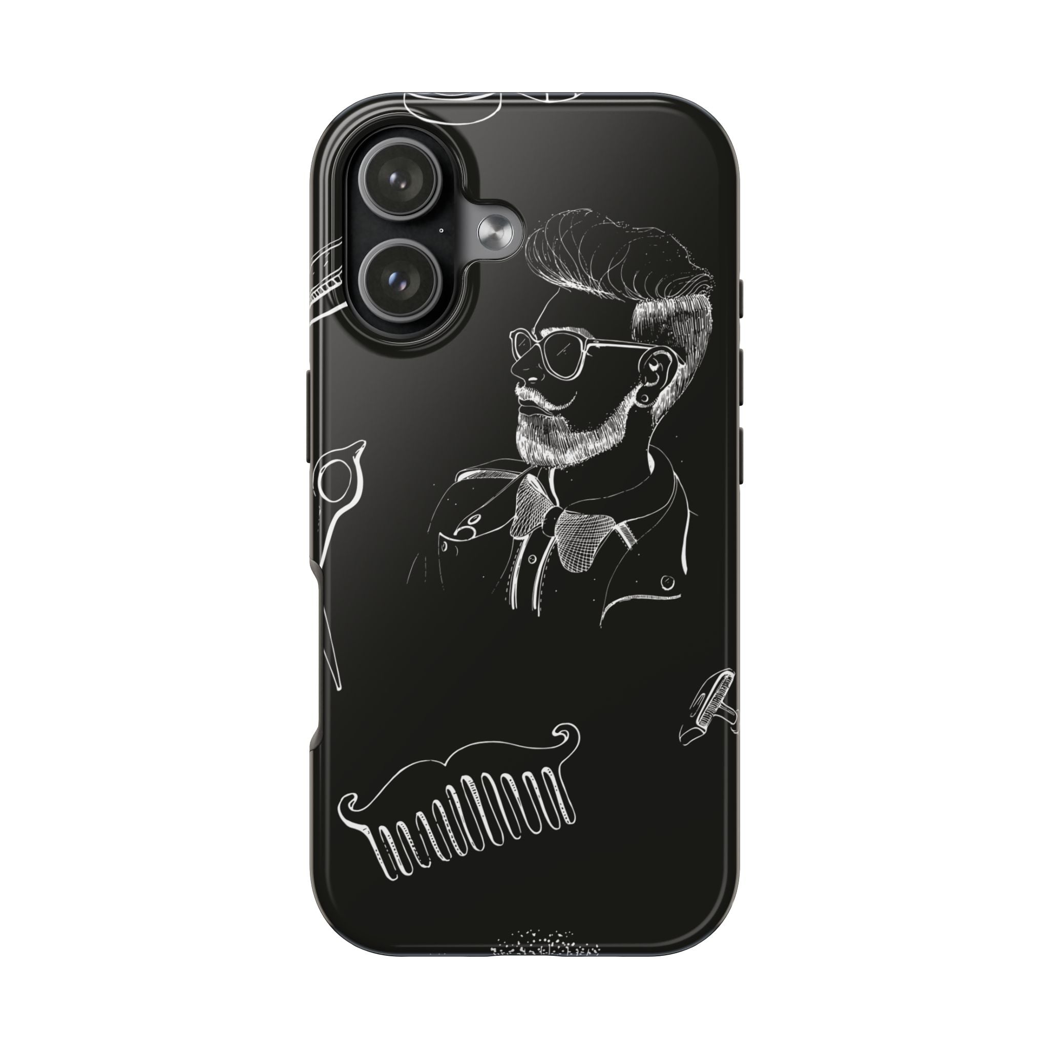 Bearded Barber Sketch Tough Phone Case — Hipster Grooming Design
